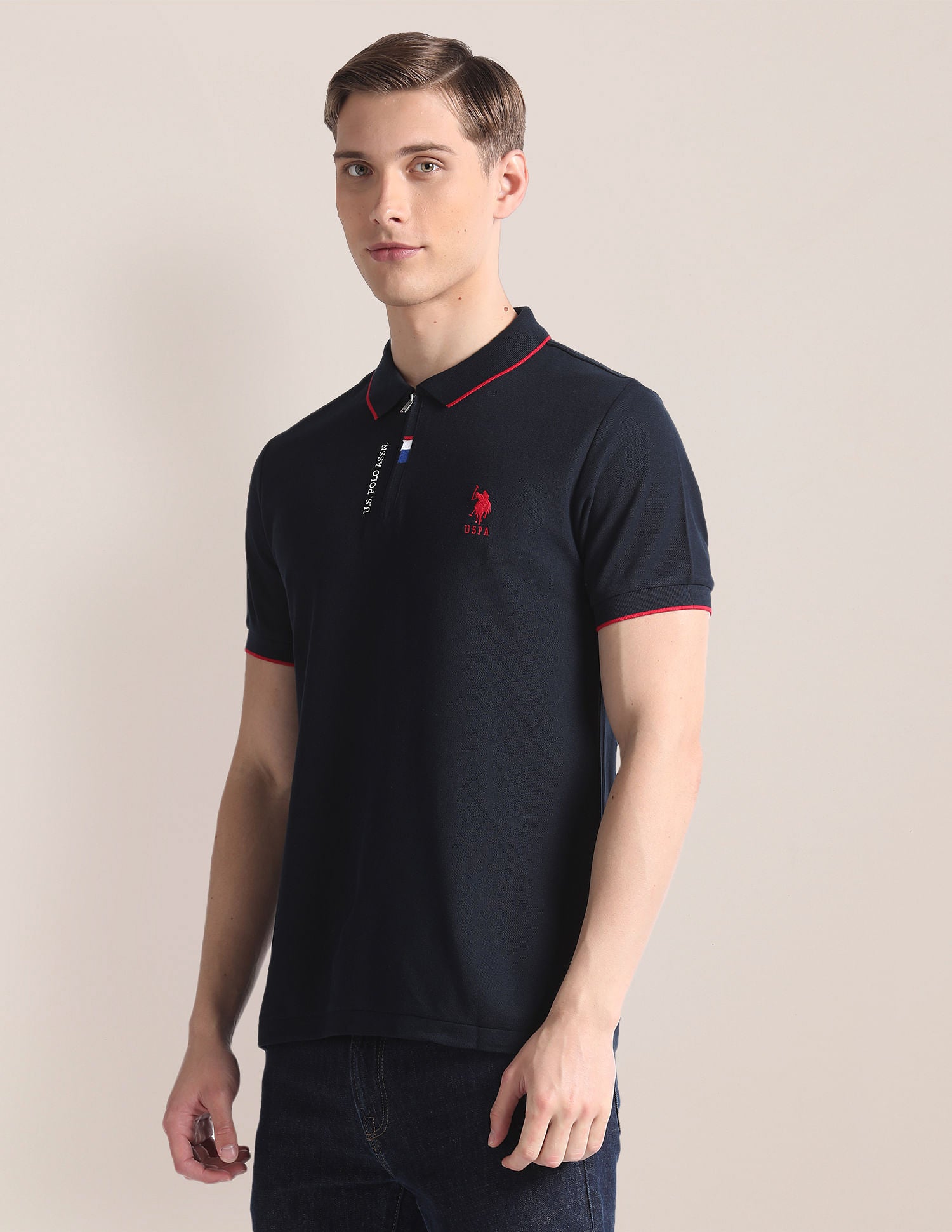 Solid Slim Polo Shirt Navy - U.S. Polo Assn. India | Large