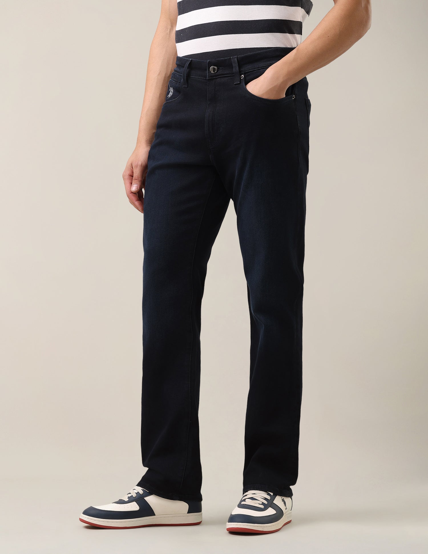 Harold Slim Straight Fit Blue Jeans Dark Blue - U.S. Polo Assn. India | Large