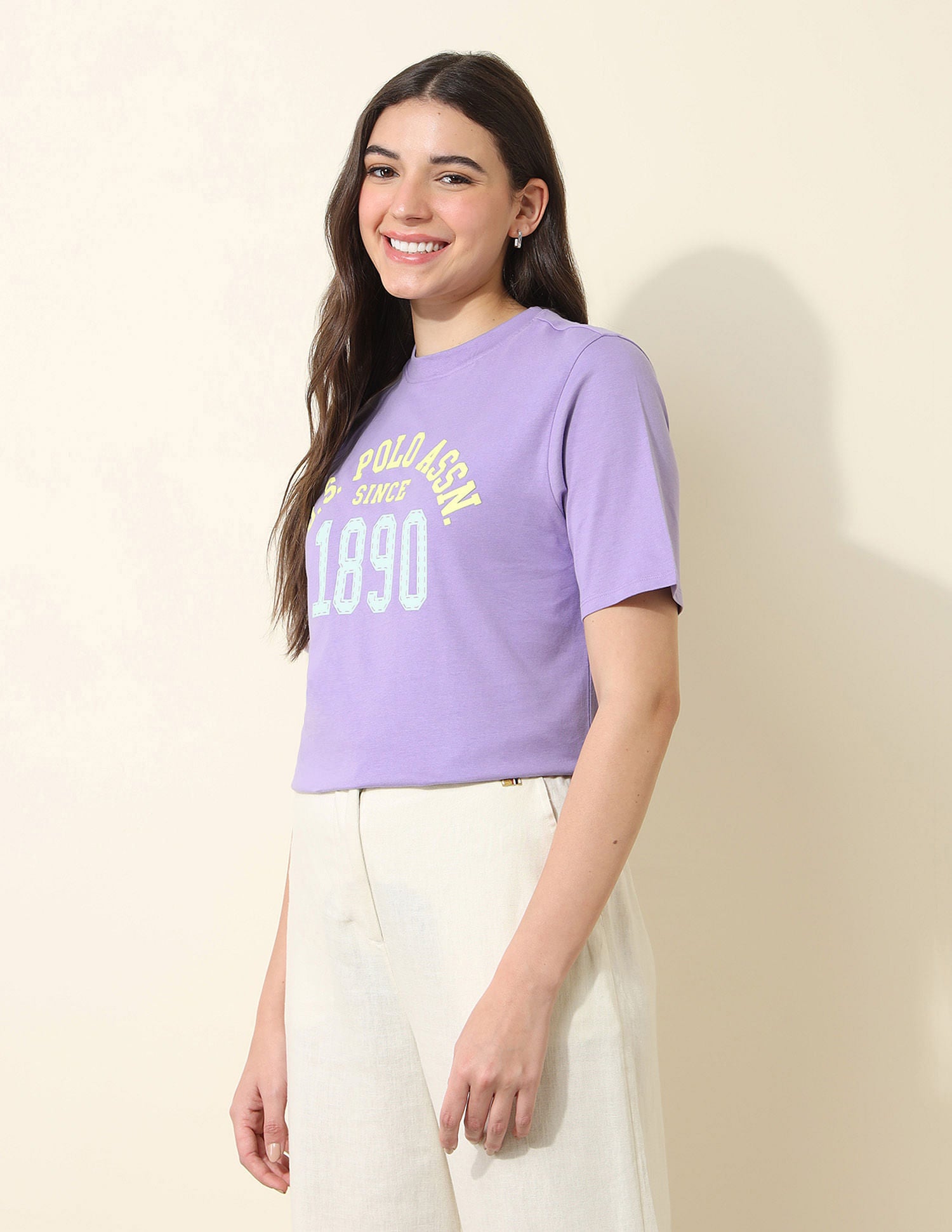 Boxy Fit Brand Printed T-Shirt Lavender - U.S. POLO ASSN. | Large