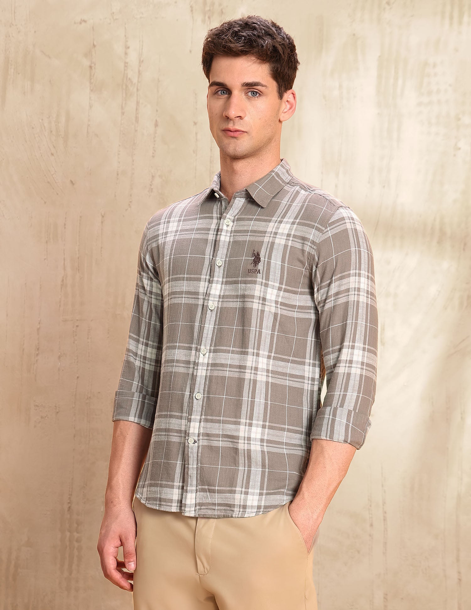 Tartan Checked Legend Of Horseshoe Shirt Mauve - U.S. POLO ASSN. | Large