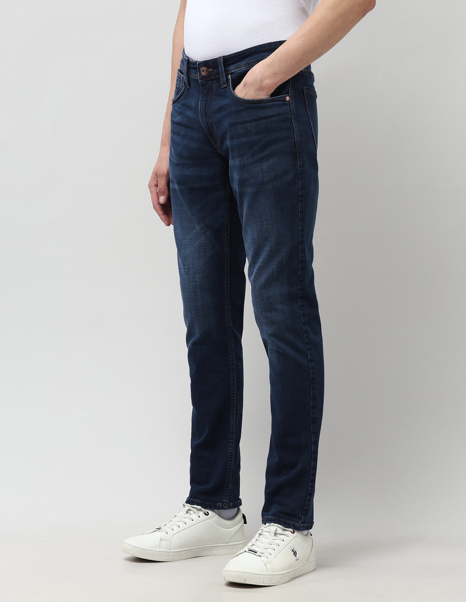 Brandon Slim Tapered Fit Blue Jeans Dark Blue - U.S. POLO ASSN. | Large