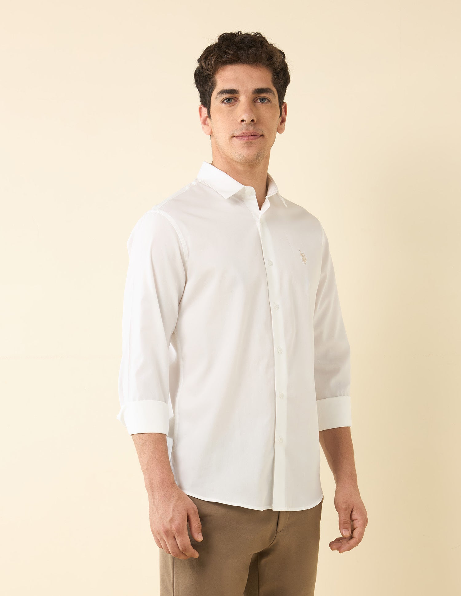 Tailored Fit Solid Shirt White - U.S. POLO ASSN. | Large