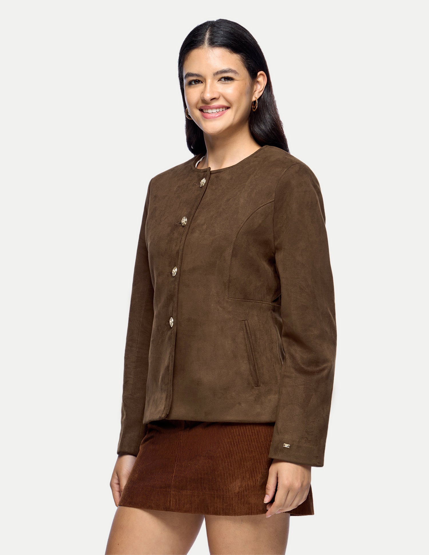 Solid Princess Detail Jacket Brown - U.S. Polo Assn. India | Large