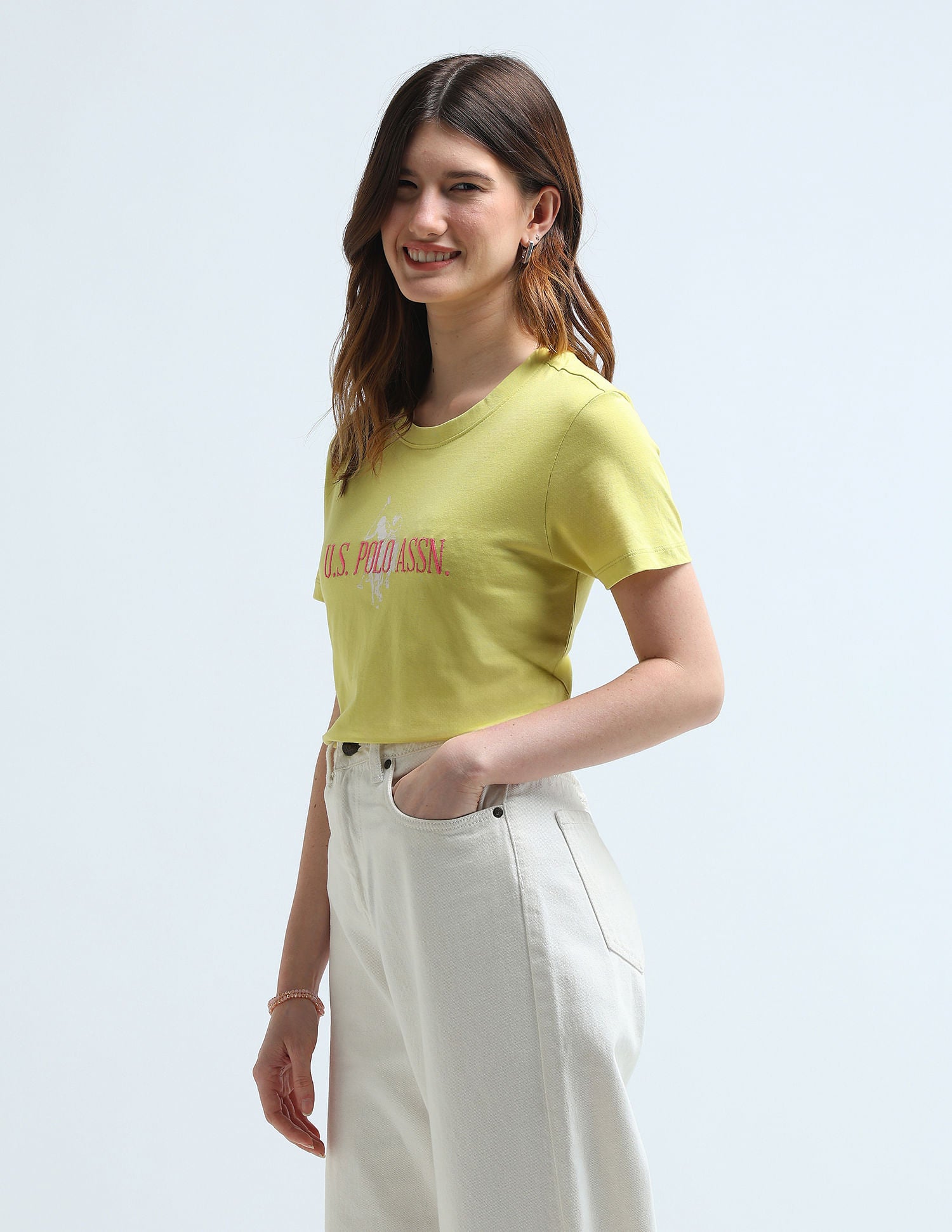 Regular Fit Embroidered Cotton T-Shirt Yellow - U.S. POLO ASSN. | Large