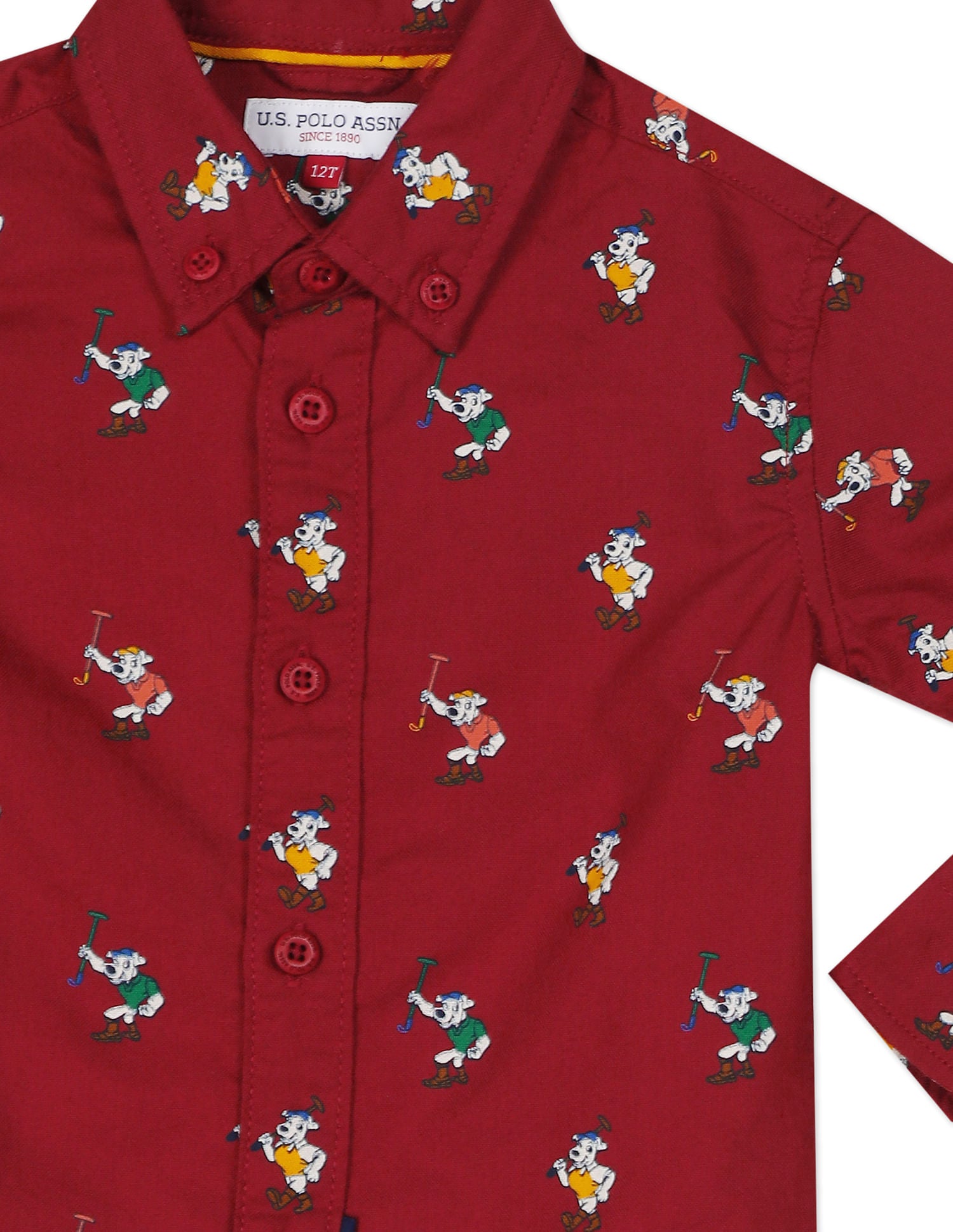 Button Down Collar Printed Shirt Maroon - U.S. POLO ASSN. | Large