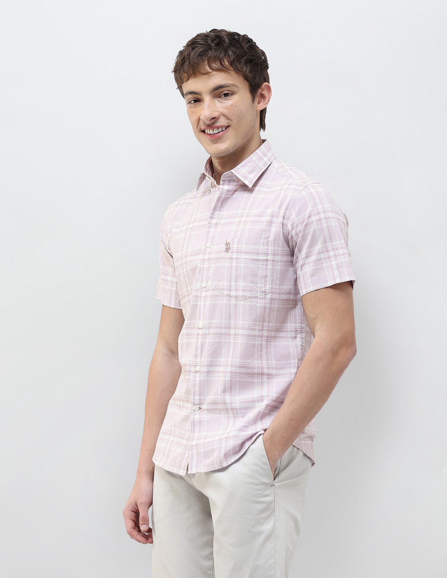 Tartan Checked Regular Fit Shirt Pink - U.S. Polo Assn. India | Large
