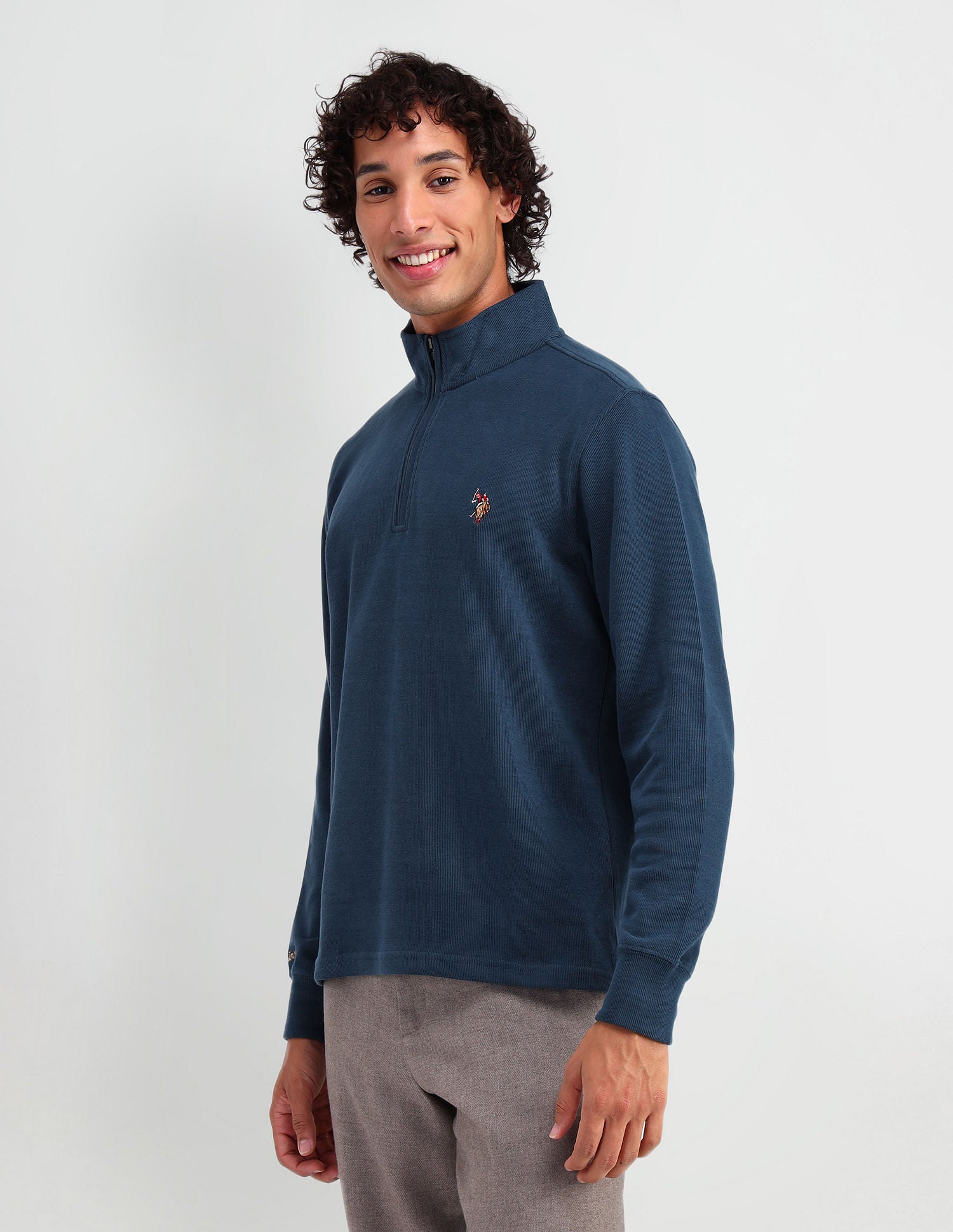 High Neck Regular Fit Sweatshirt Blue Steel - U.S. POLO ASSN. | Large