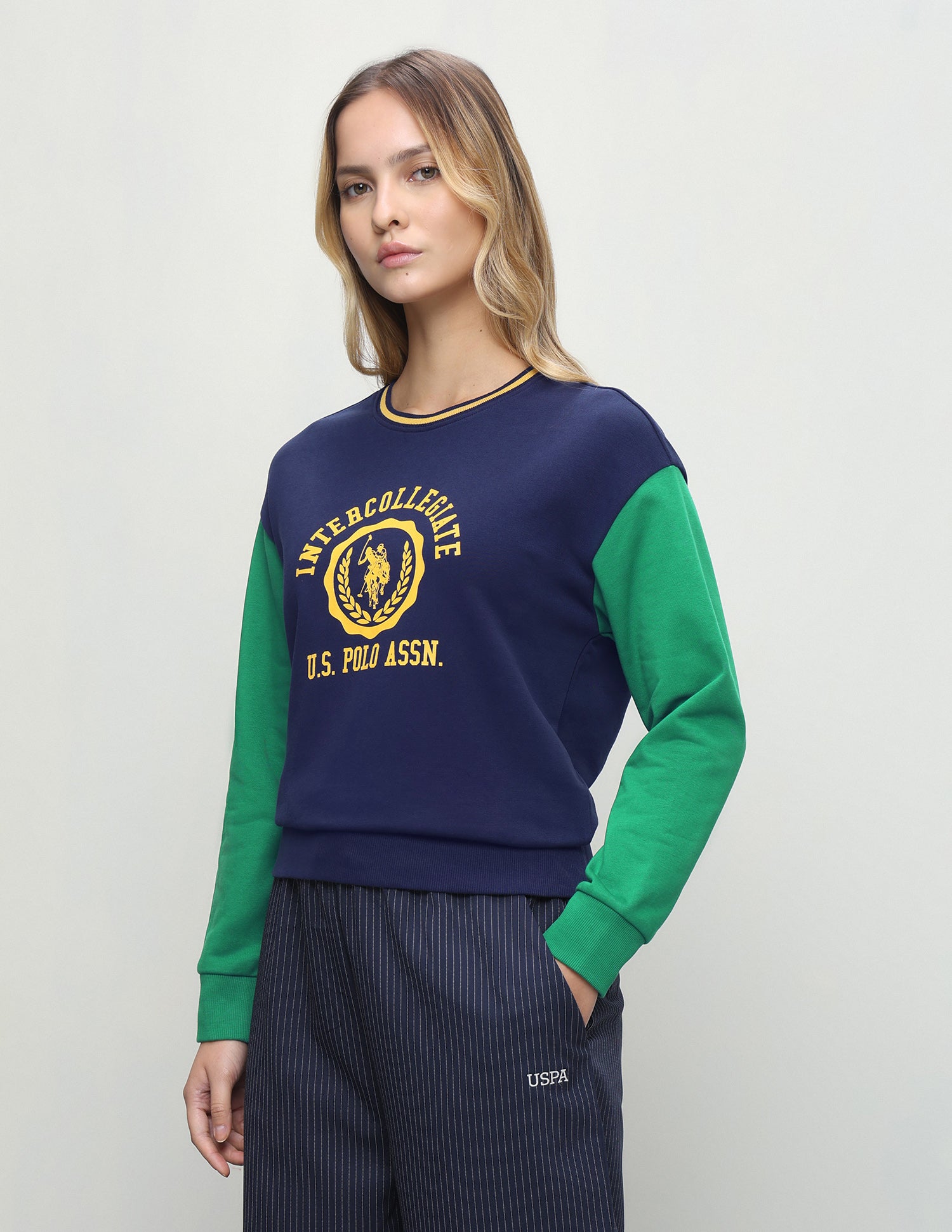 Colourblocked Relaxed Fit Sweatshirt Navy - U.S. Polo Assn. India | Large