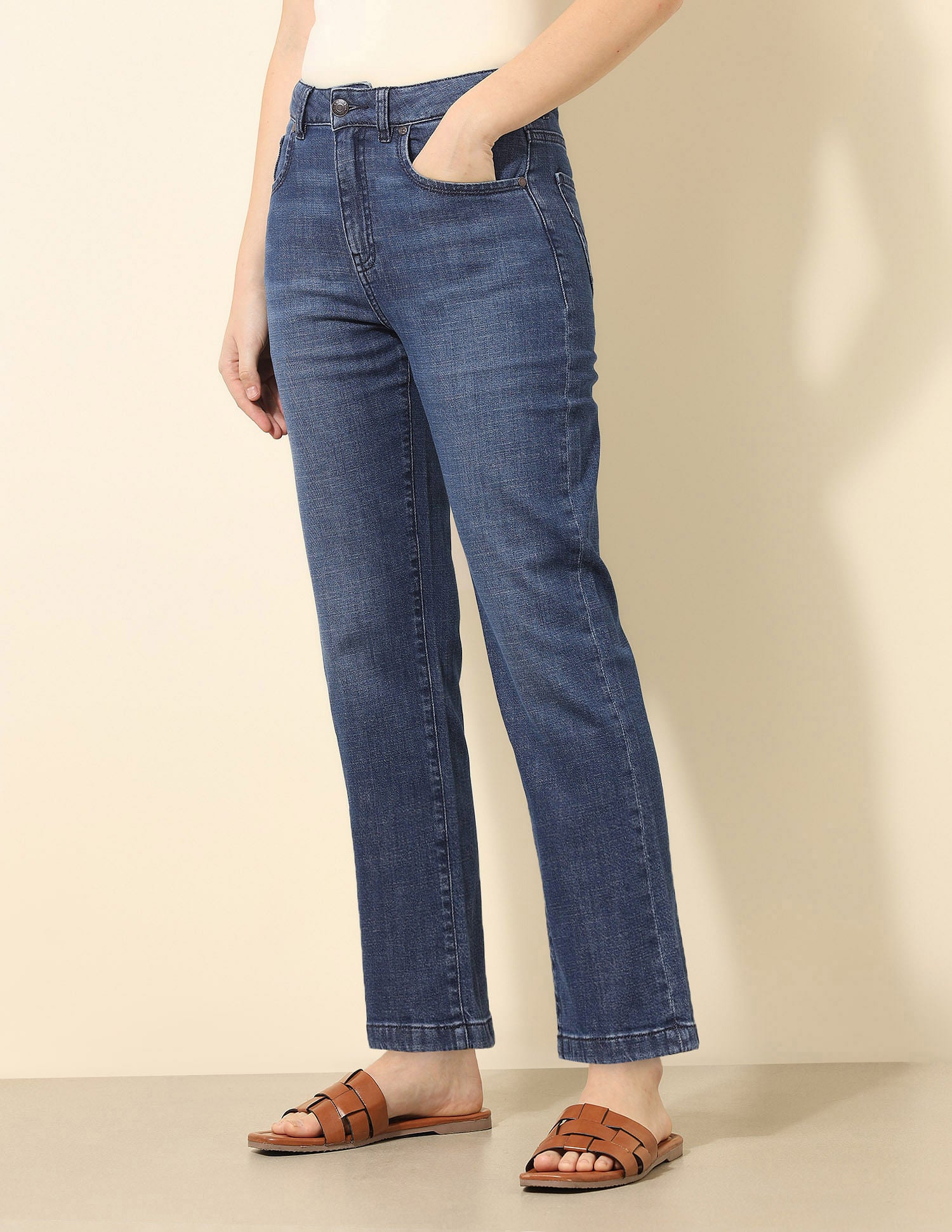 High Rise Straight Fit Jeans Dark Blue - U.S. Polo Assn. India | Large