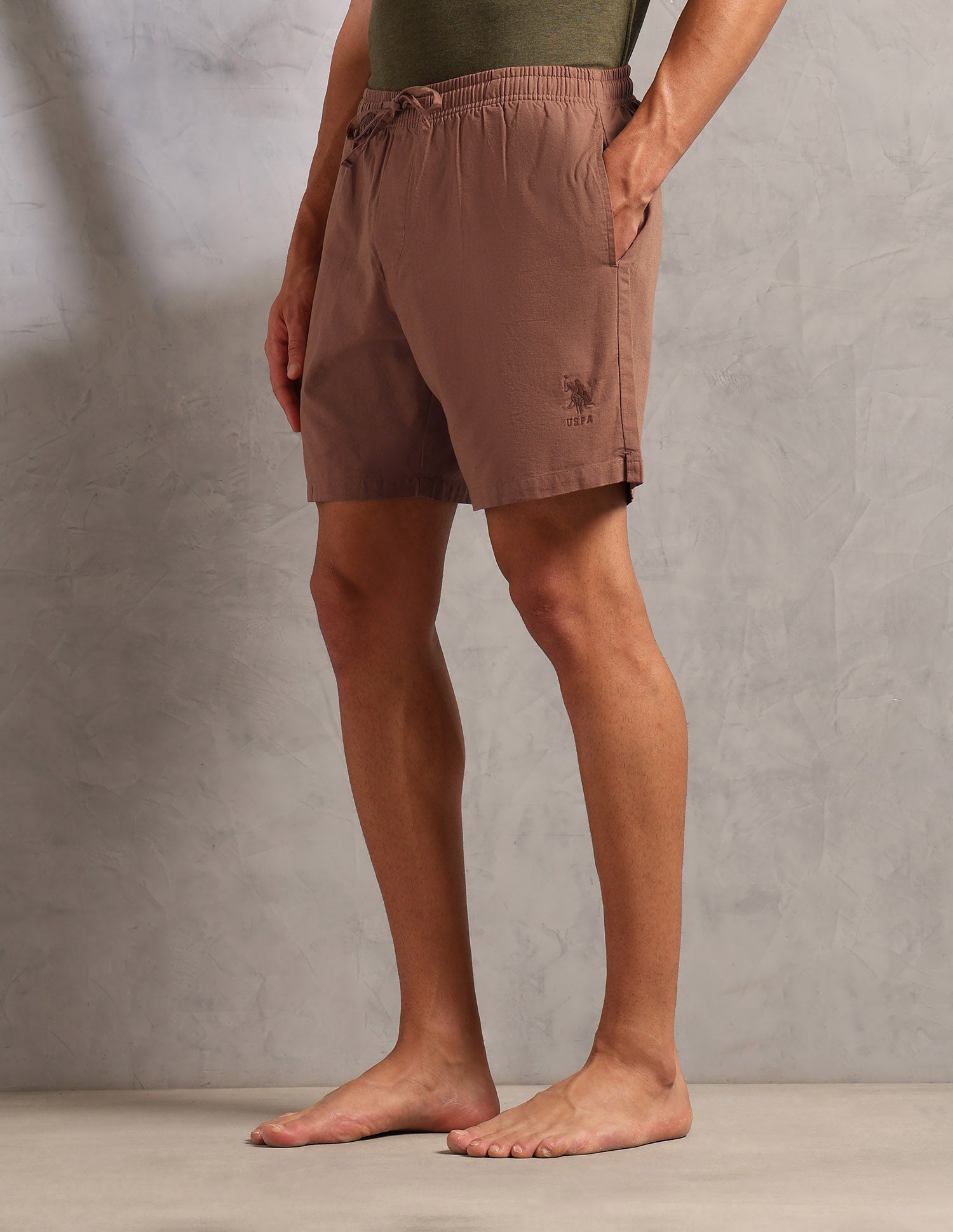 Cotton Linen PS001 Lounge Shorts - Pack Of 1 Caramal CafÃ© - U.S. POLO ASSN. | Large