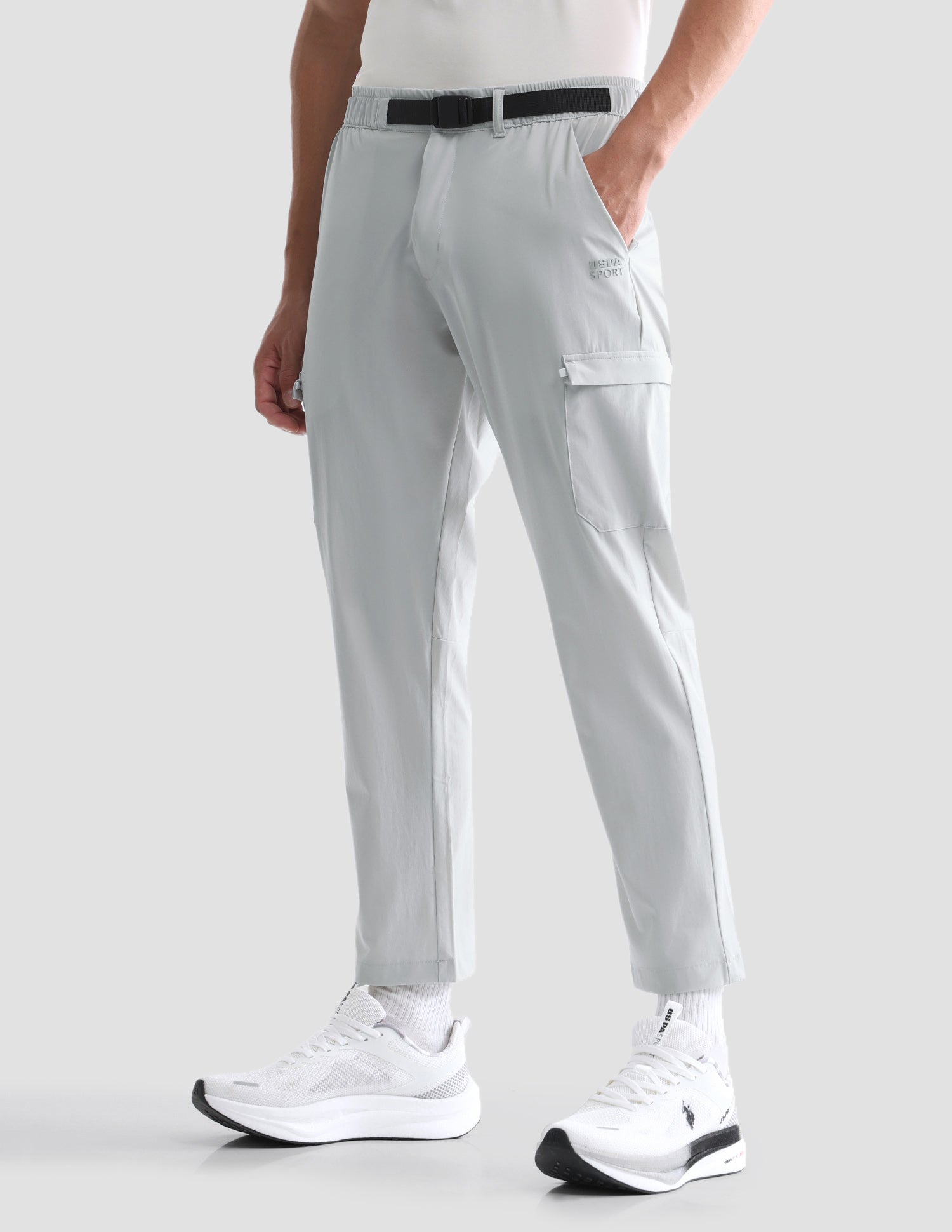 Solid Active Cargo Track Pants Grey - U.S. Polo Assn. India | Large