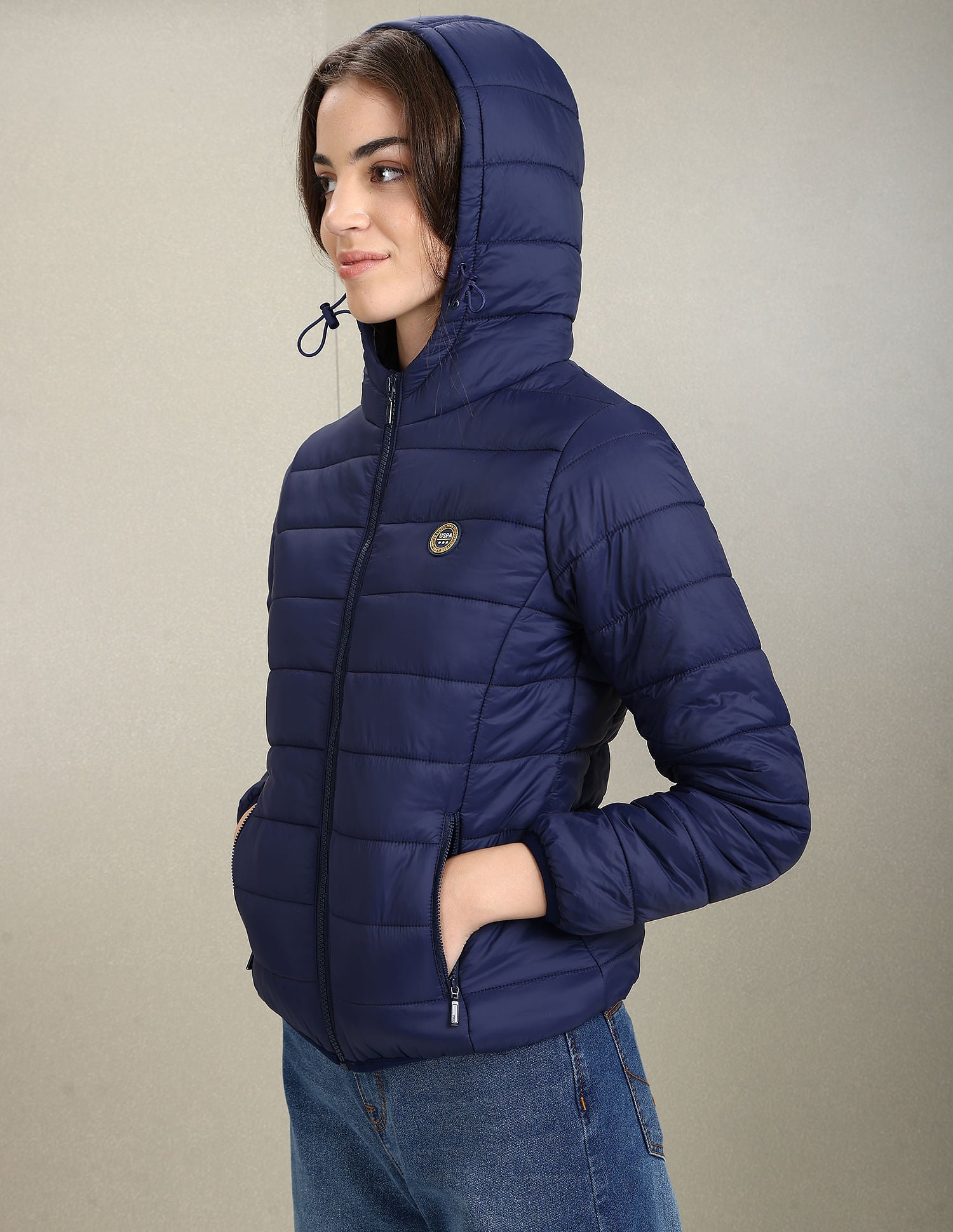 Nylon Hooded Puffer Jacket Navy - U.S. Polo Assn. India | Large