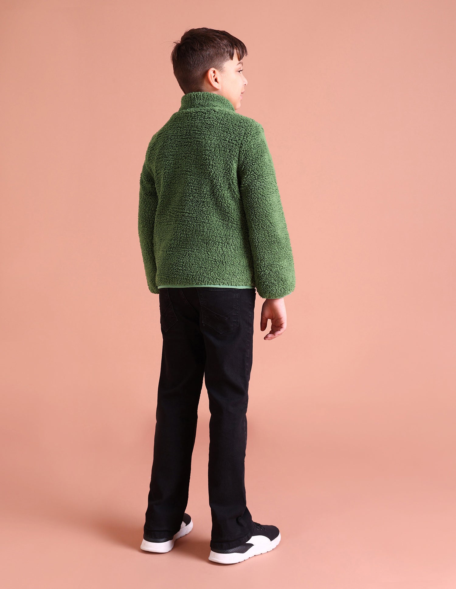 Boys Dark Green Solid Sherpa Jacket Dark Green - U.S. POLO ASSN. | Large