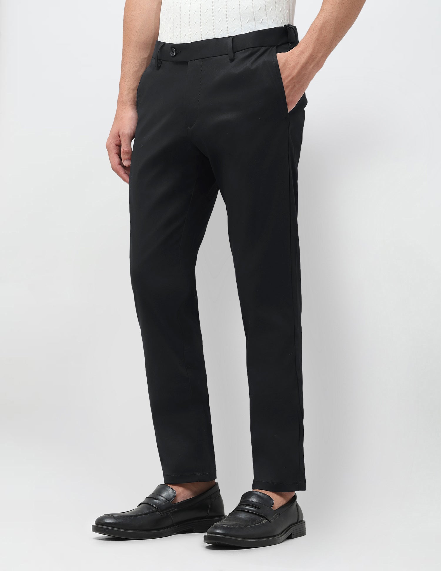 Denver Slim Fit Twill Trousers Black - U.S. Polo Assn. India | Large