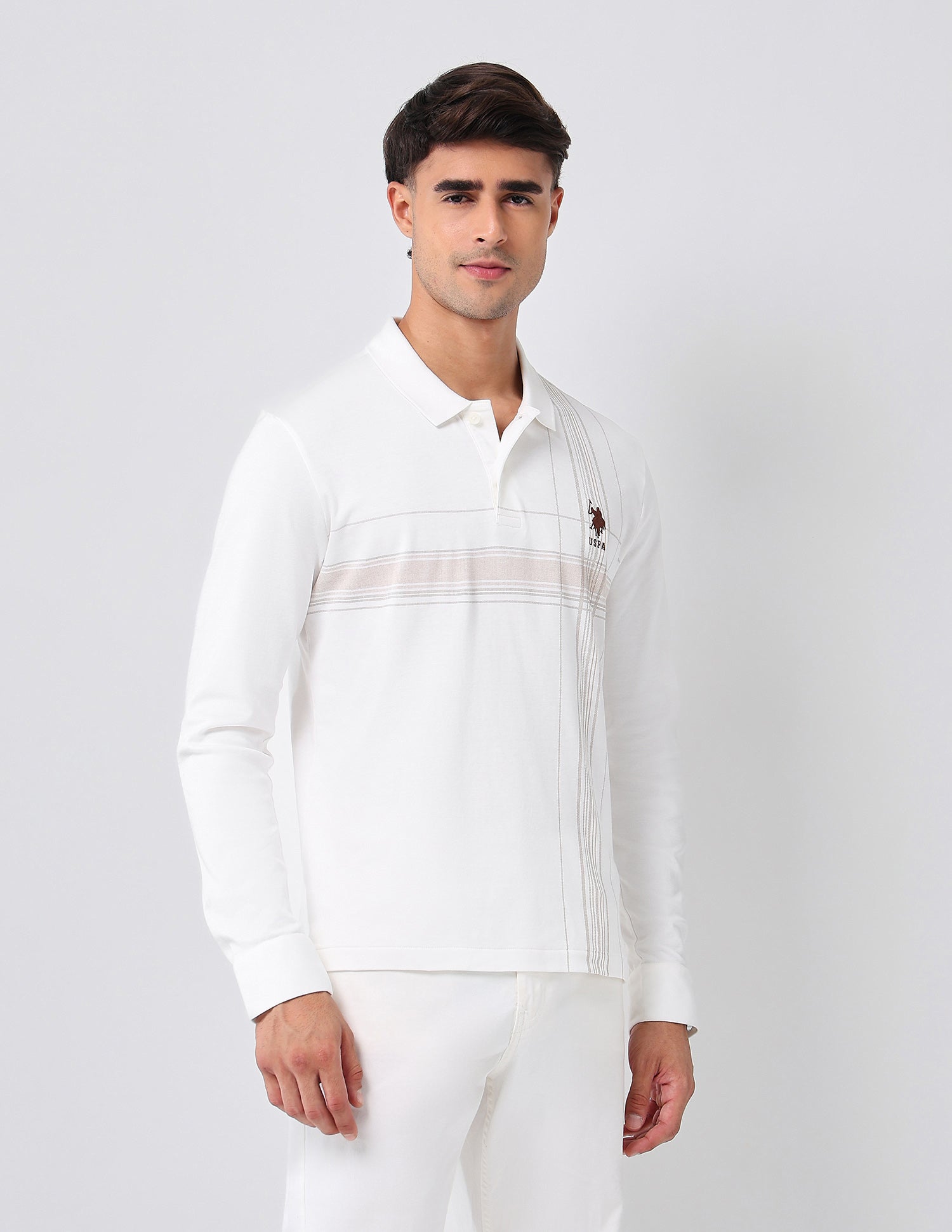 Checked Regular Fit Polo Shirt Off White - U.S. POLO ASSN. | Large