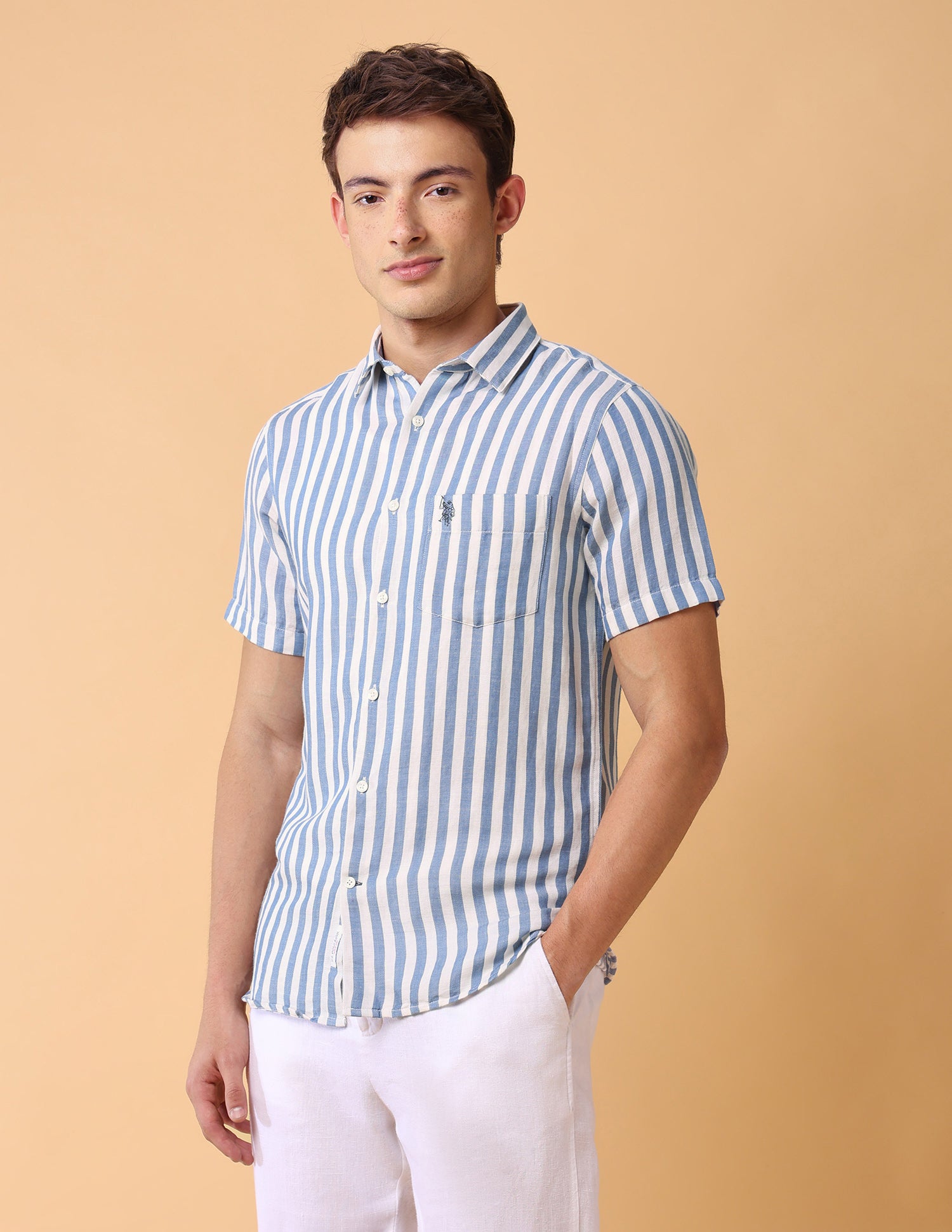 Vertical Striped Regular Fit Shirt Blue - U.S. Polo Assn. India | Large