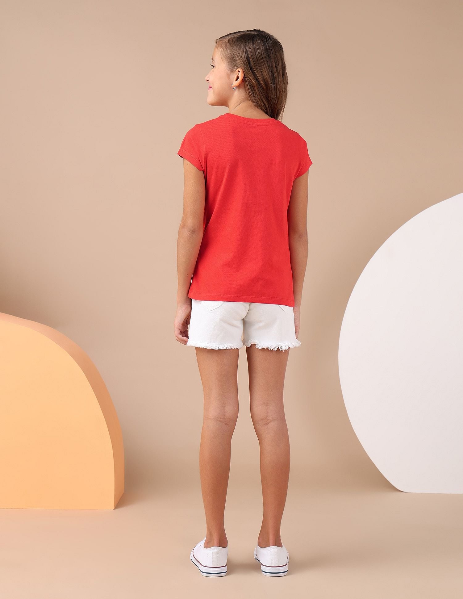 Girls Brand Printed Regular Fit T-Shirt Red - U.S. POLO ASSN. | Large