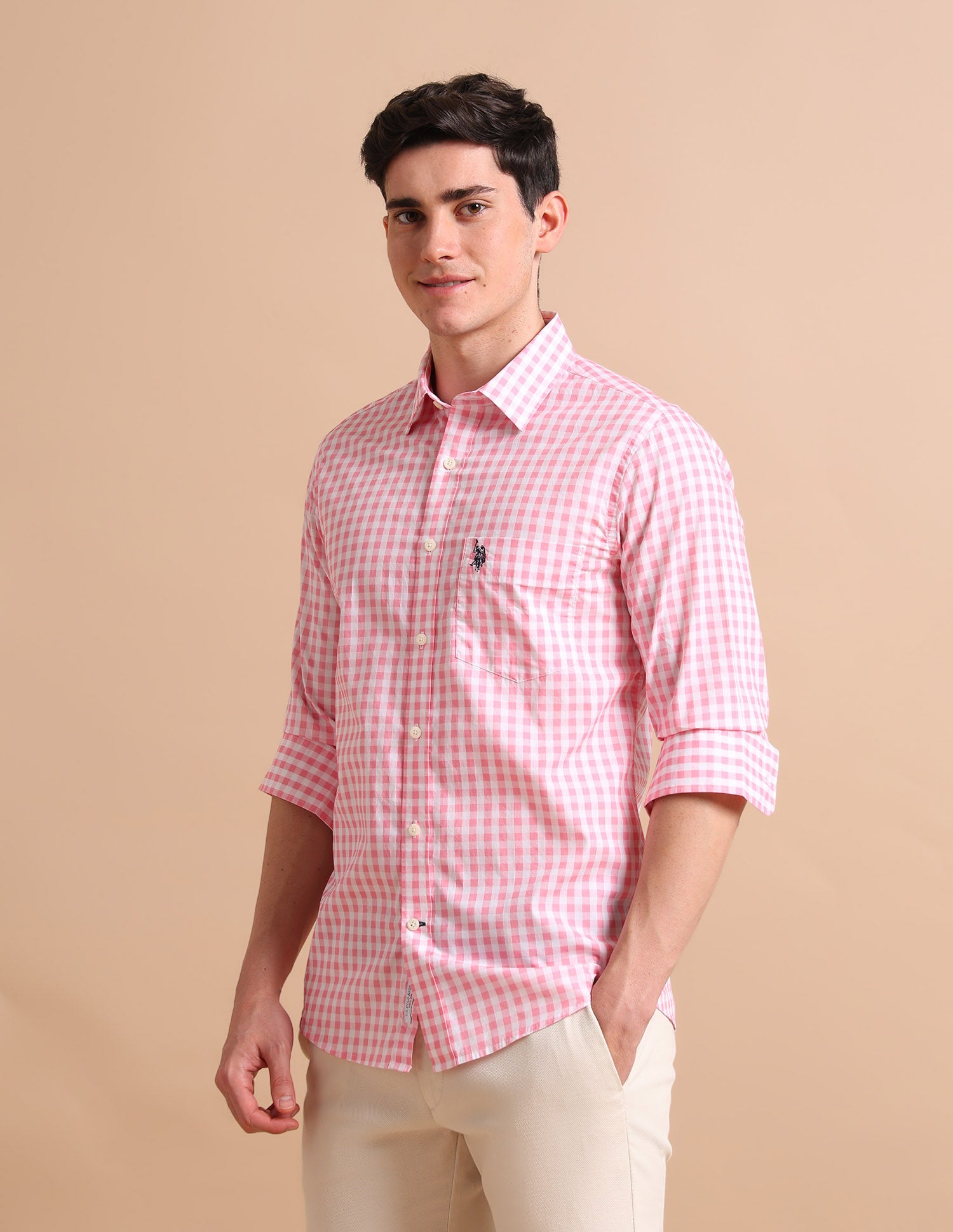 Gingham Twill Shirt Pink - U.S. POLO ASSN. | Large