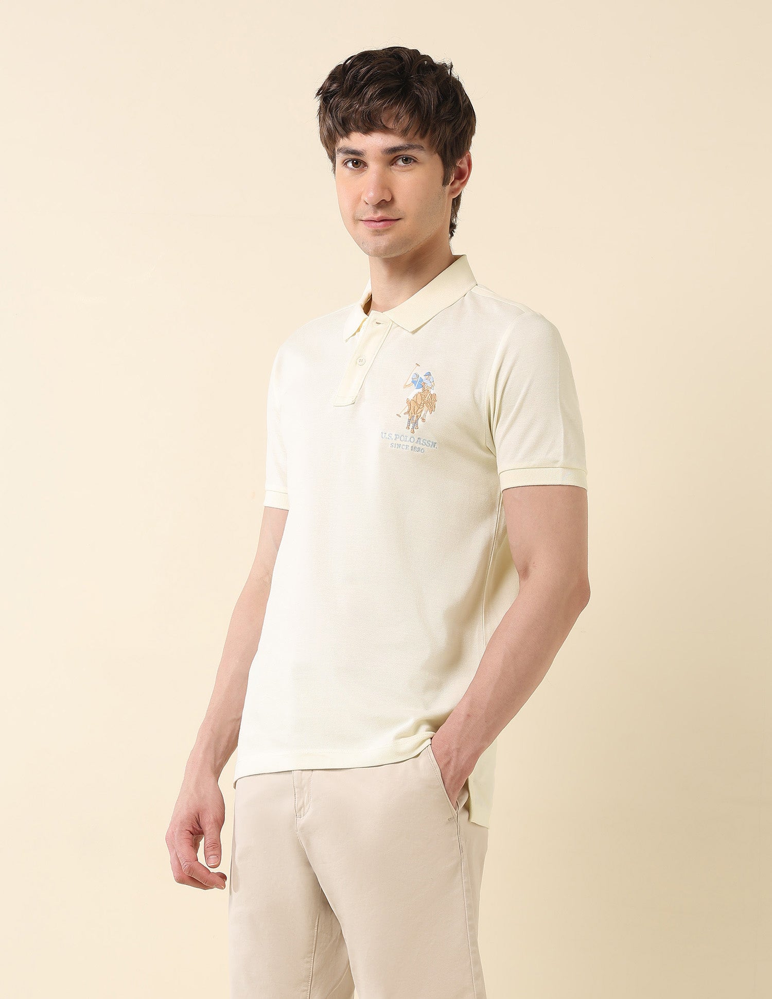 Slim Fit Summer Splash Polo Shirt White - U.S. Polo Assn. India | Large