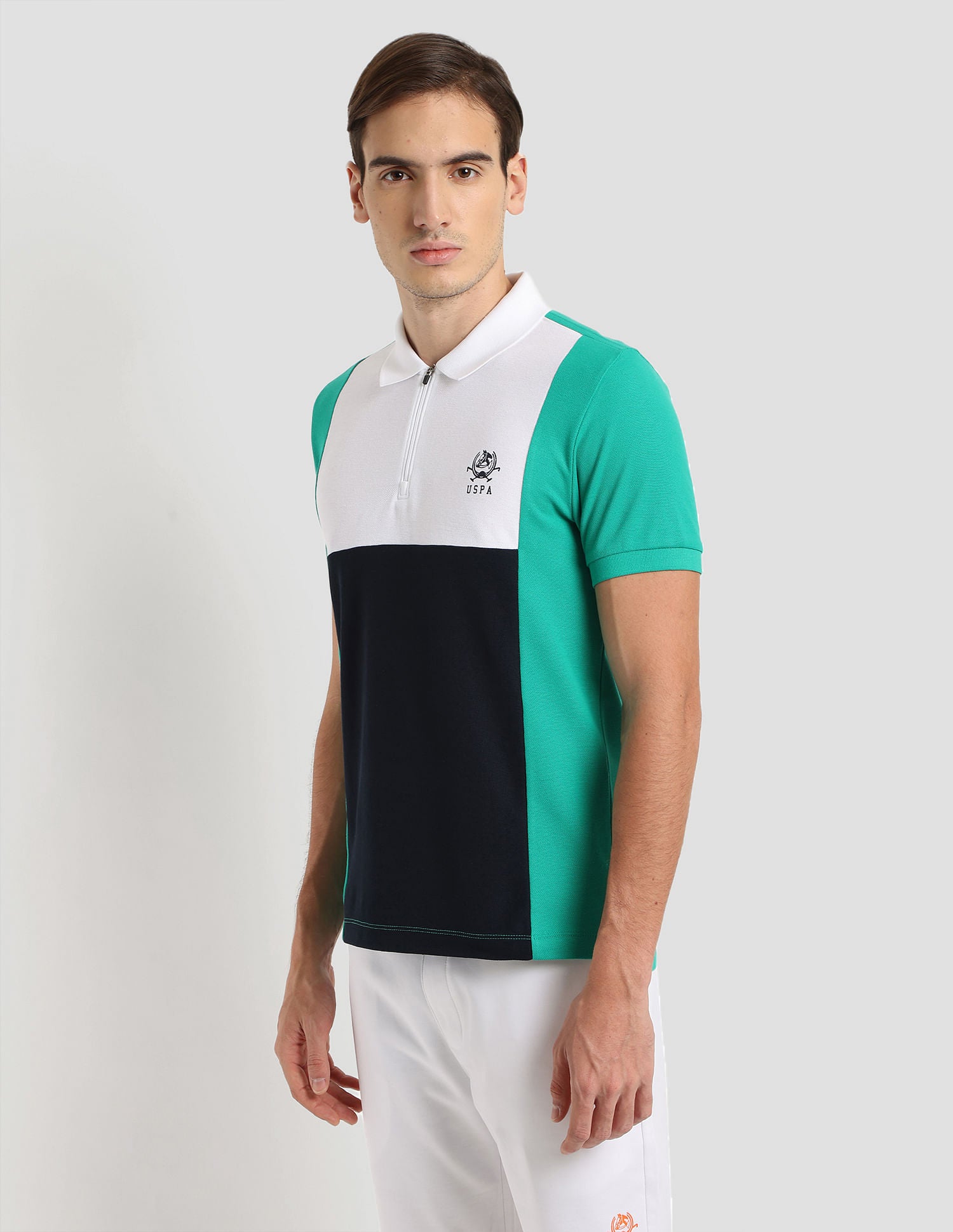 Panelled Sport Polo Shirt Green - U.S. Polo Assn. India | Large