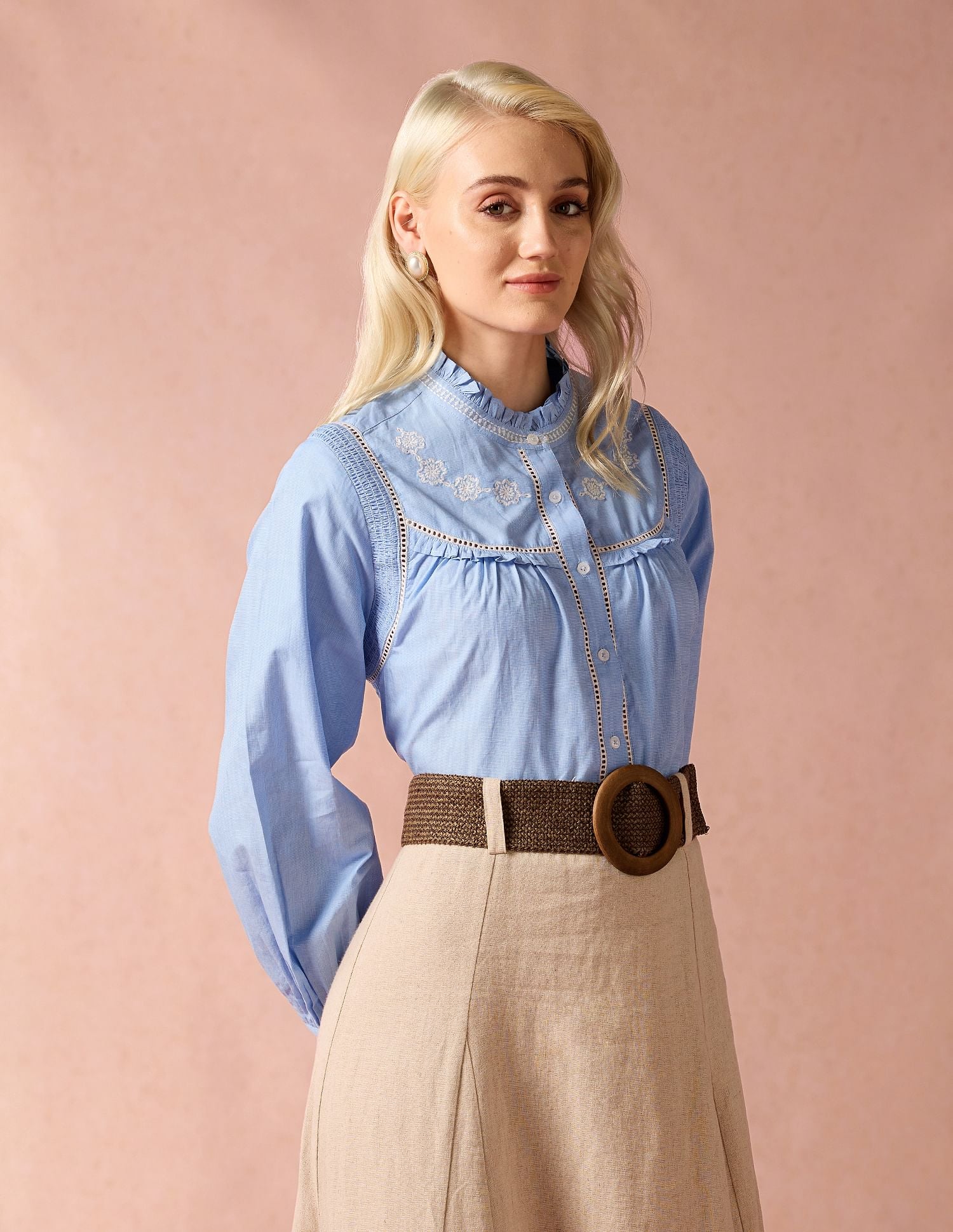 Embroidered Yoke Shirt Blue - U.S. POLO ASSN. | Large