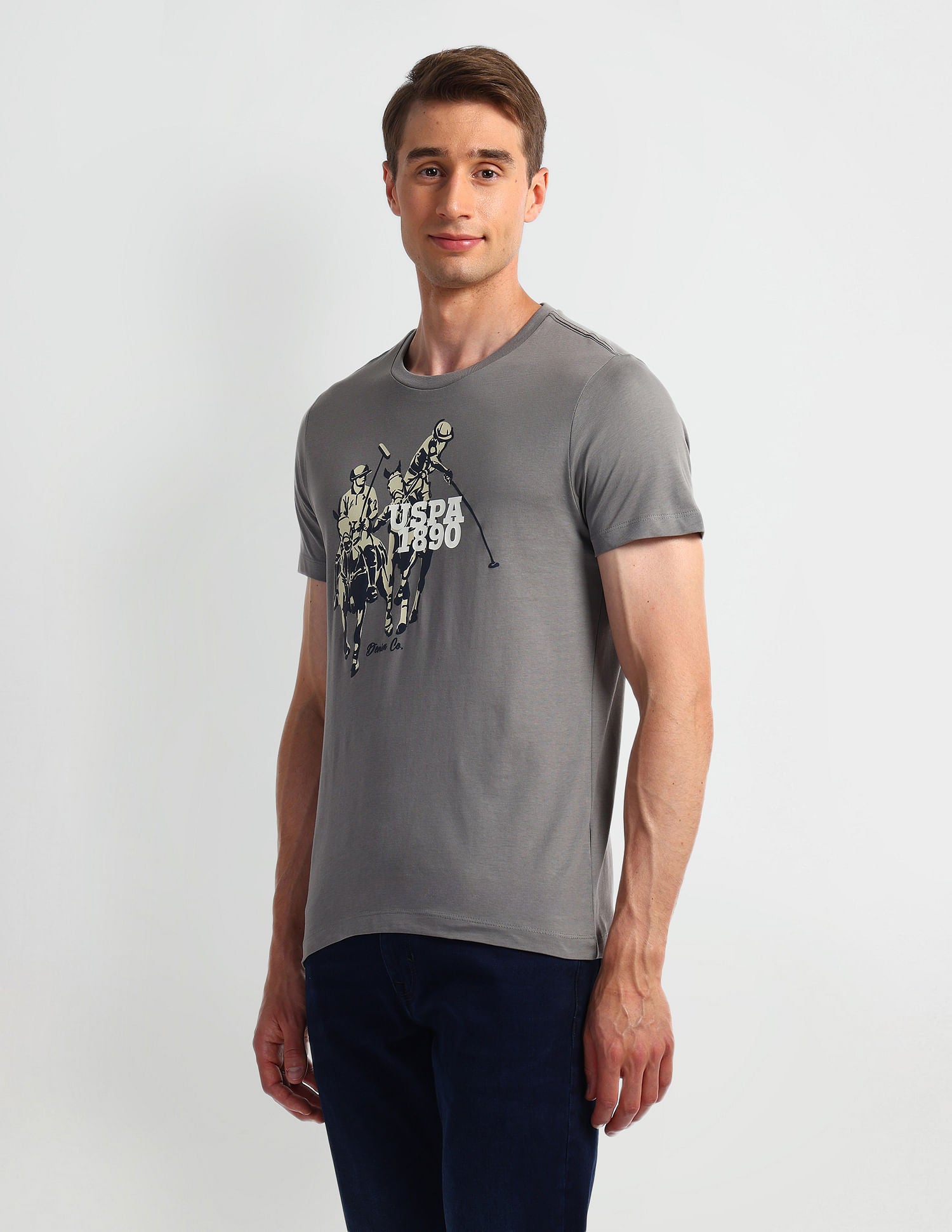Muscle Fit Graphic T-Shirt Grey - U.S. Polo Assn. India | Large