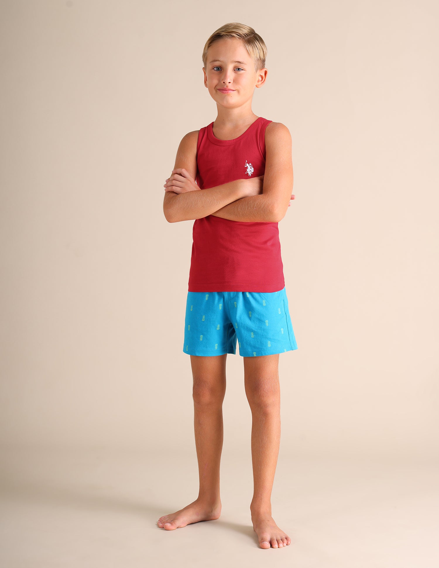 Sleeveless Solid EKV02 Cotton Vest - Pack Of 2 Red and Navy - U.S. POLO ASSN. | Large