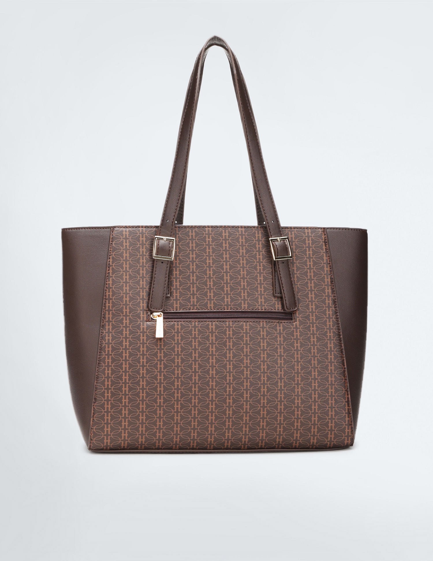 Geometric Print Panelled Tote Bag Brown - U.S. POLO ASSN. | Large