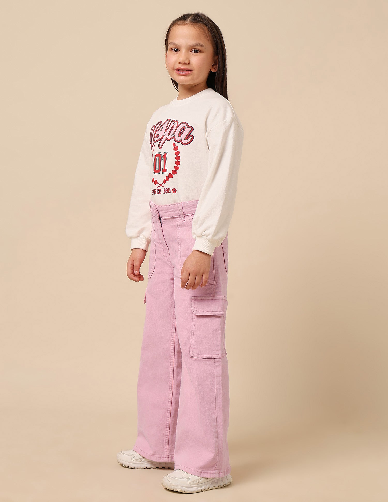 Girls Mid Rise Wide Leg Jeans Light Purple - U.S. POLO ASSN. | Large