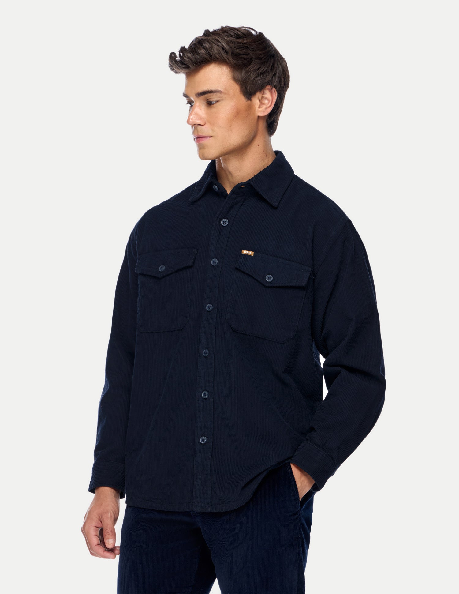 Corduroy Regular Fit Shirt Navy - U.S. Polo Assn. India | Large