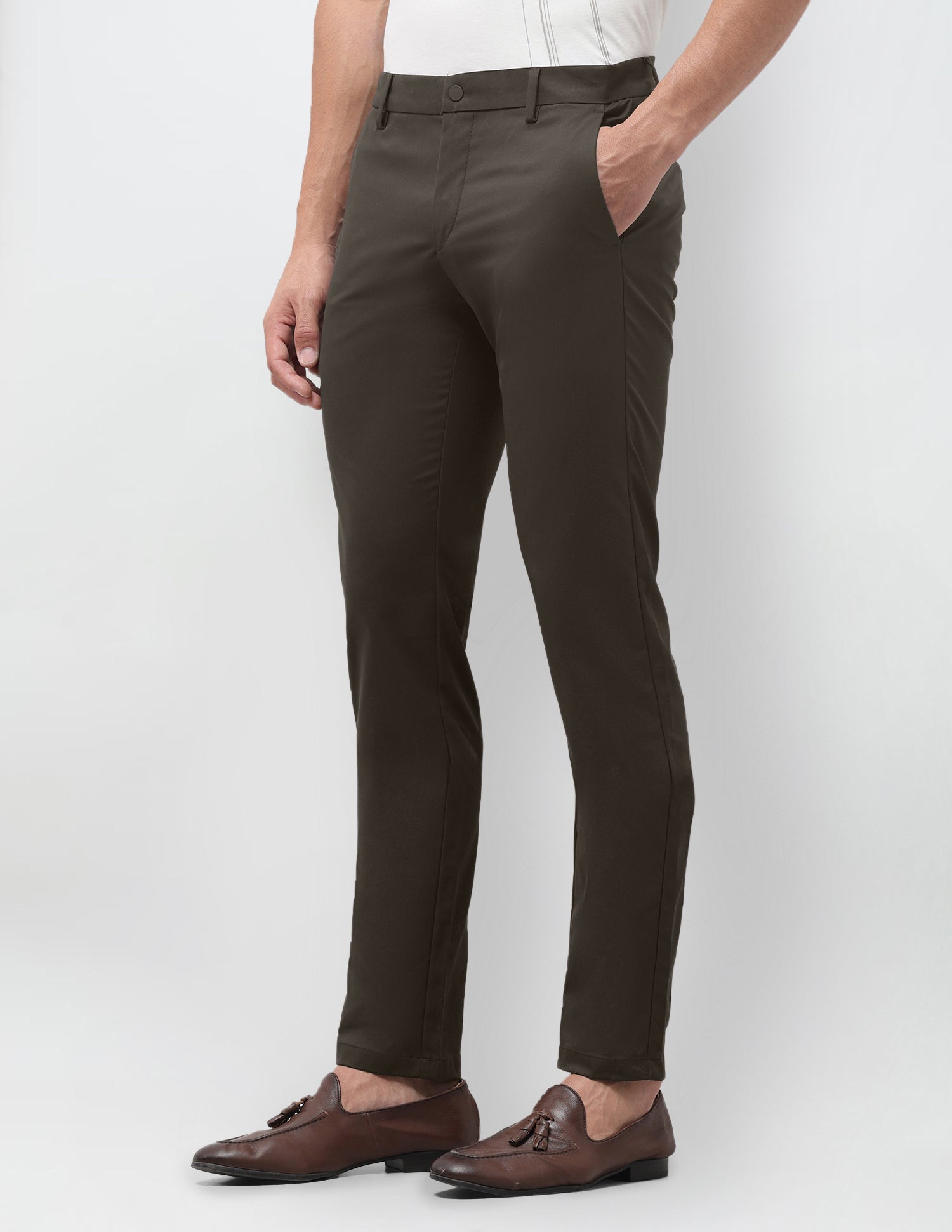 Denver Slim Fit Mid Rise Trousers Choco - U.S. Polo Assn. India | Large