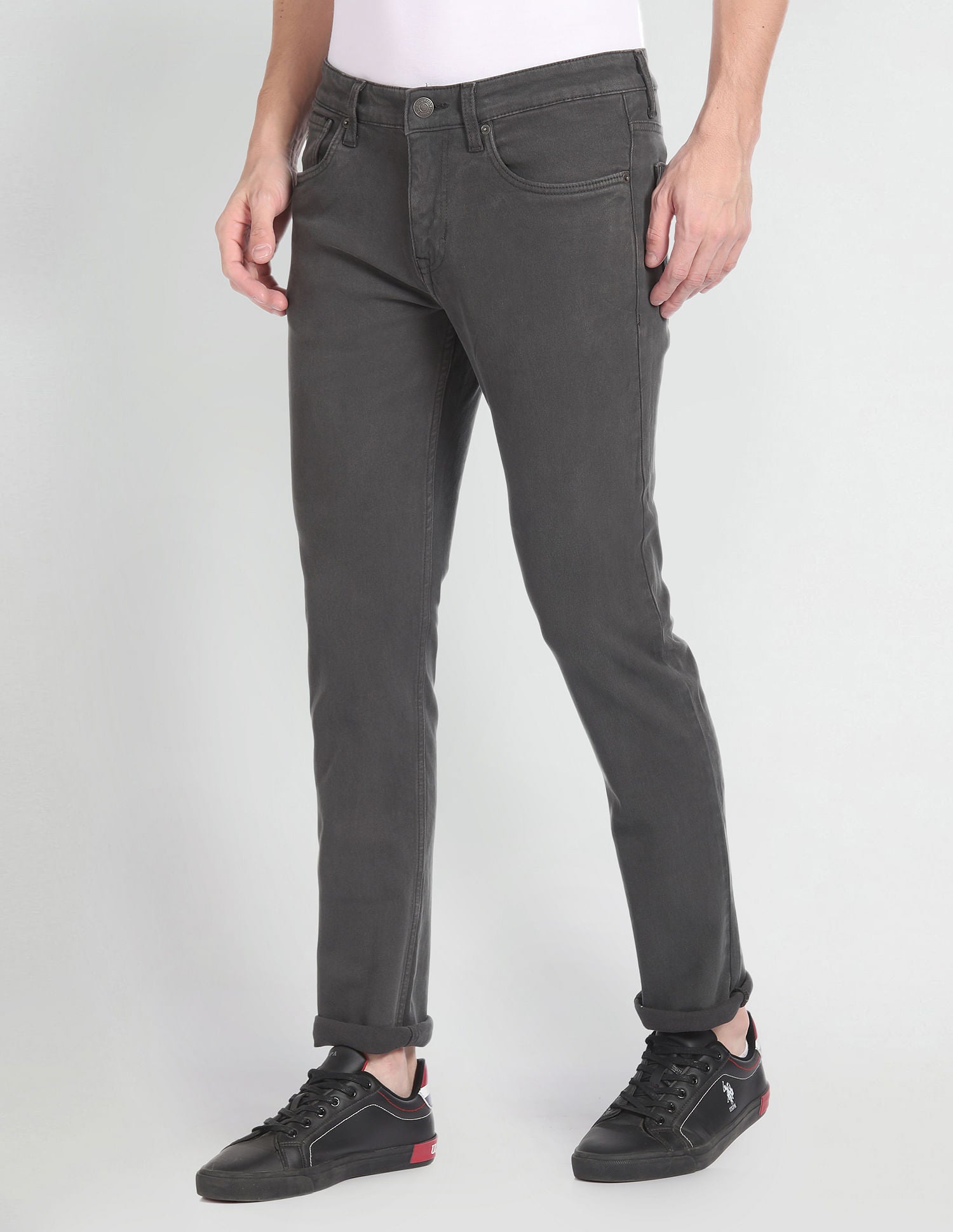 Brandon Slim Tapered Fit Grey Jeans Grey - U.S. POLO ASSN. | Large