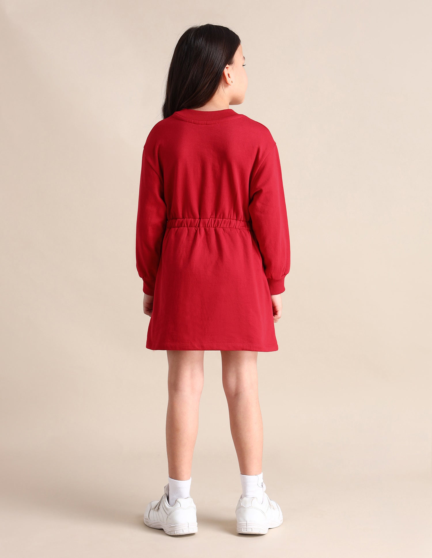 Girls Cotton A-line Dress Salsa Red - U.S. Polo Assn. India | Large