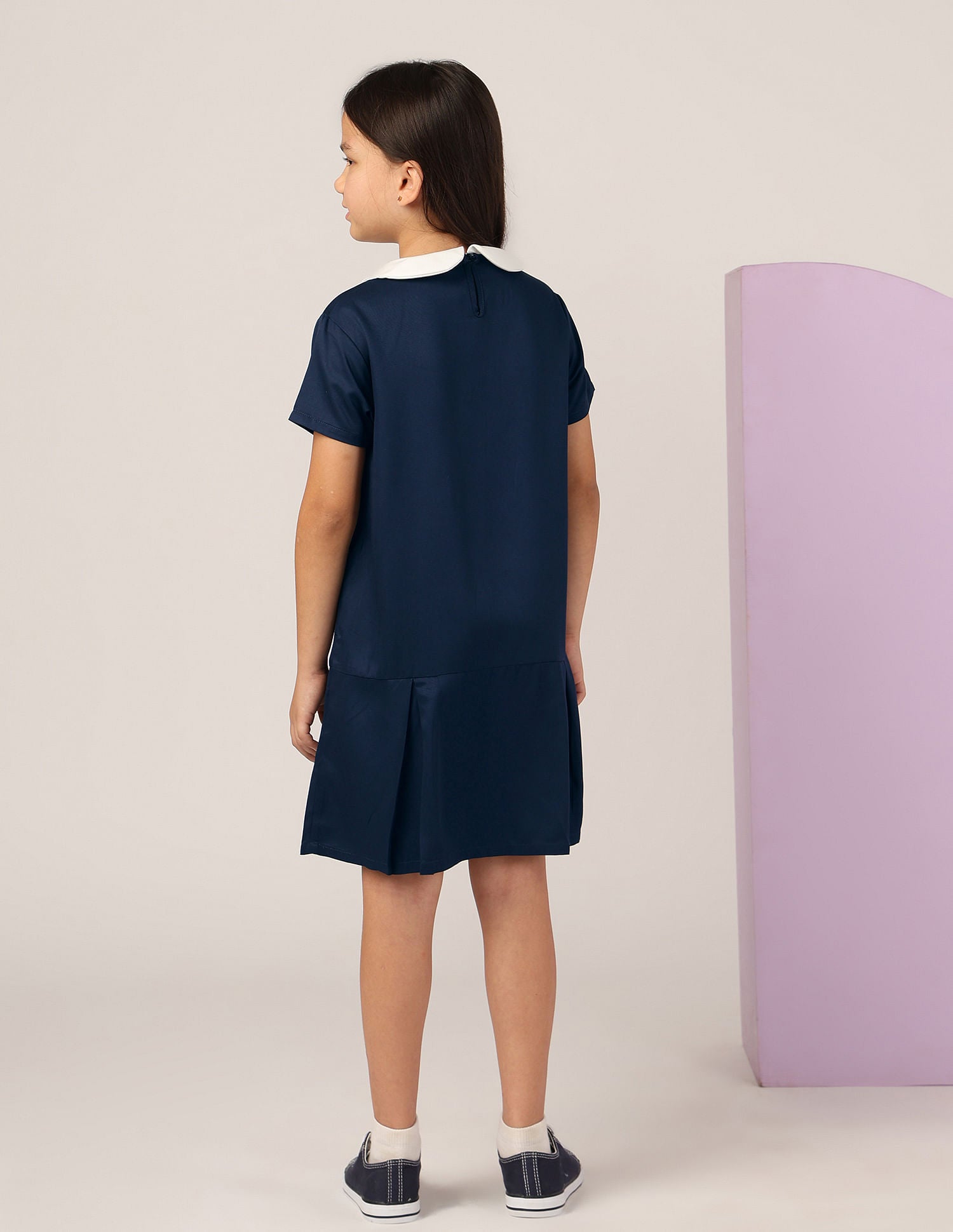 Girls Peter Pan Collar A-Line Dress Navy - U.S. POLO ASSN. | Large