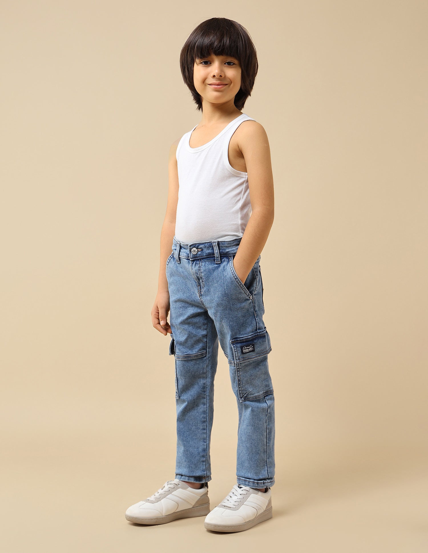 Boys Relaxed Fit Cargo Jeans Blue - U.S. POLO ASSN. | Large