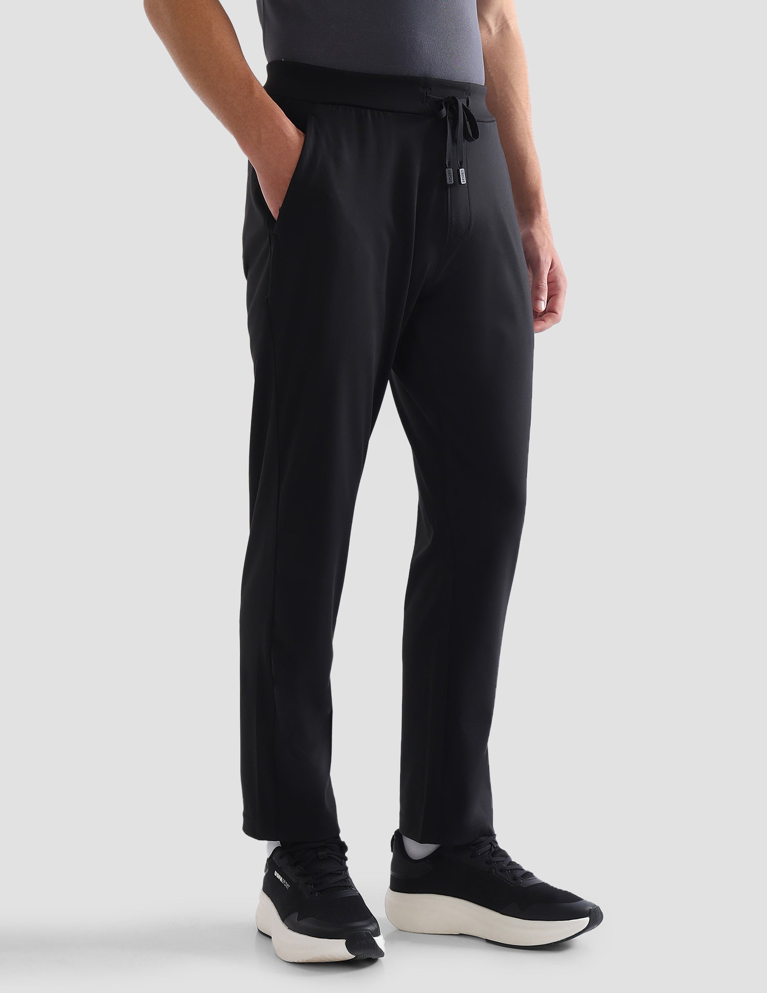Slim Fit Mid Rise Active Track Pants Black - U.S. Polo Assn. India | Large