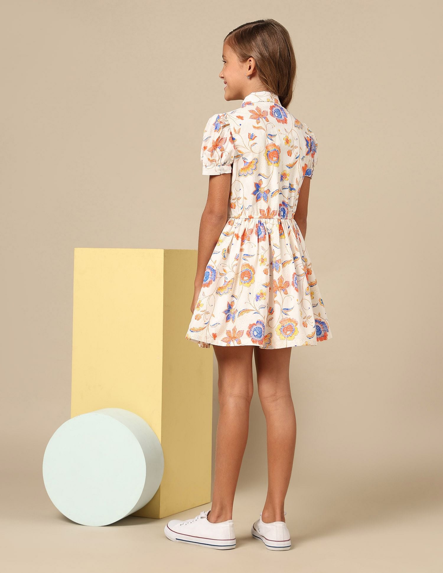 Girls Flare Printed Shirt Dress Multi Melange - U.S. POLO ASSN. | Large