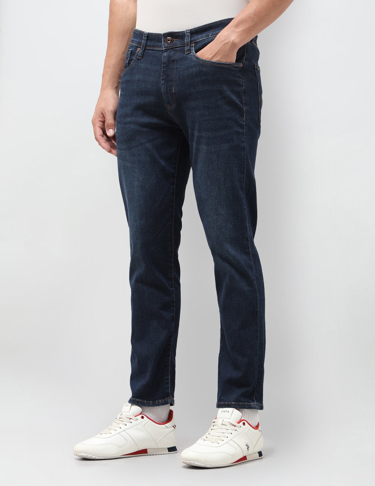 Cole Comfort Cropped Fit Blue Jeans Dark Blue - U.S. Polo Assn. India | Large
