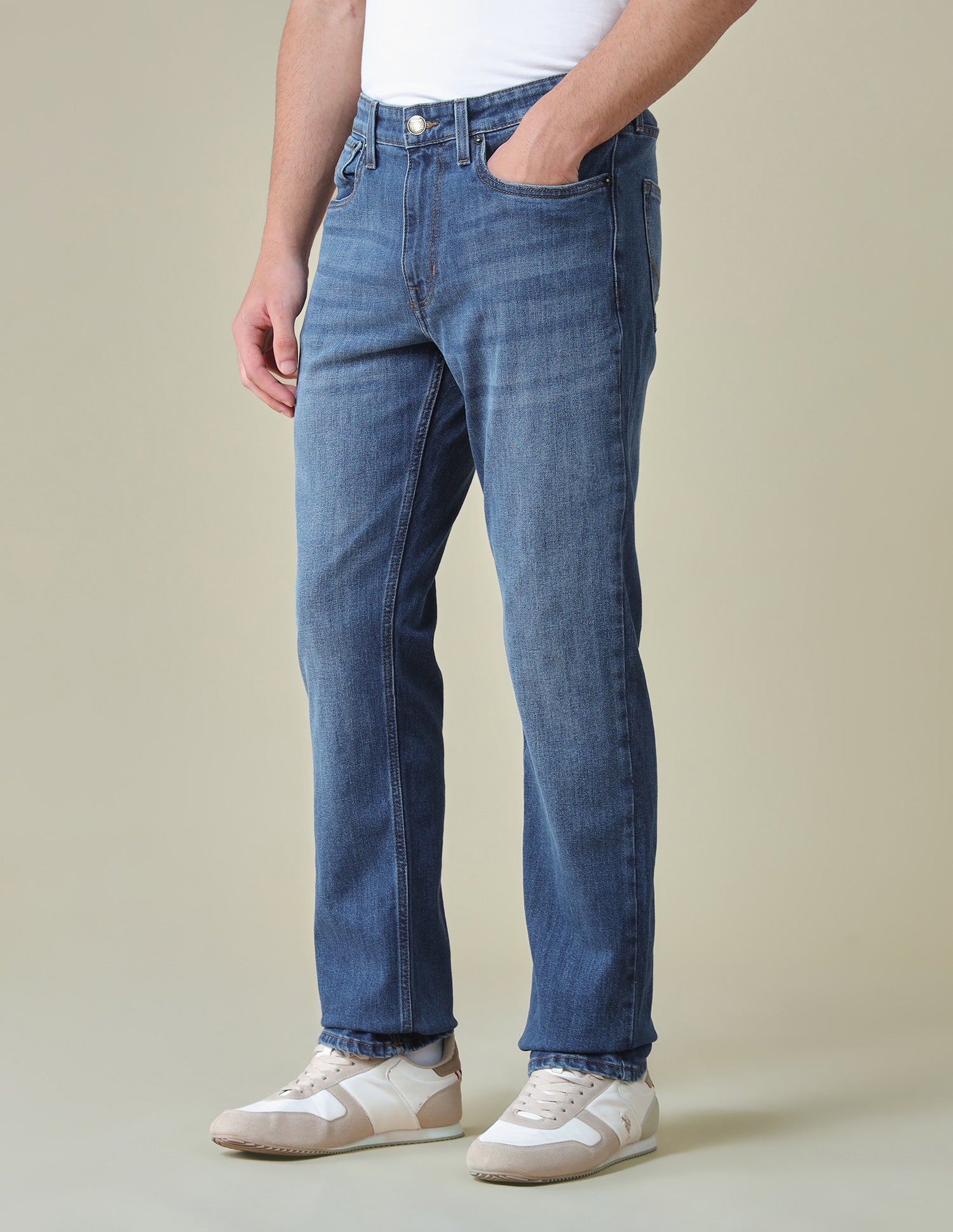 Harold Slim Straight Fit Blue Jeans Mid Blue - U.S. Polo Assn. India | Large
