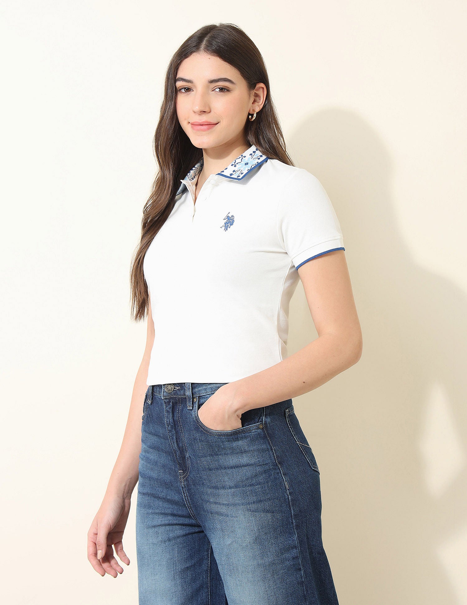 Regular Fit Jacquard Polo Shirt Off White - U.S. POLO ASSN. | Large