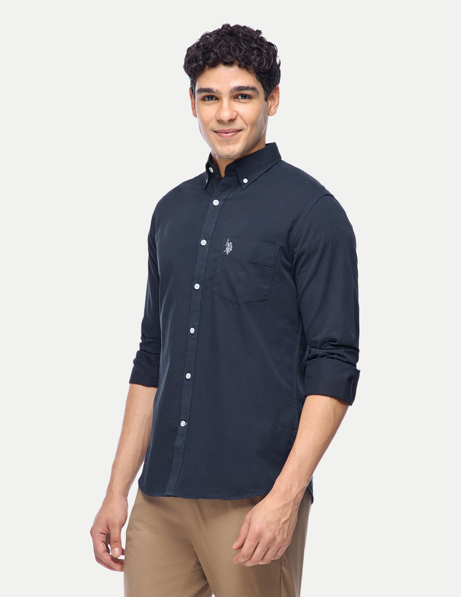 Tailored Fit Cotton Shirt Navy - U.S. Polo Assn. India | Large