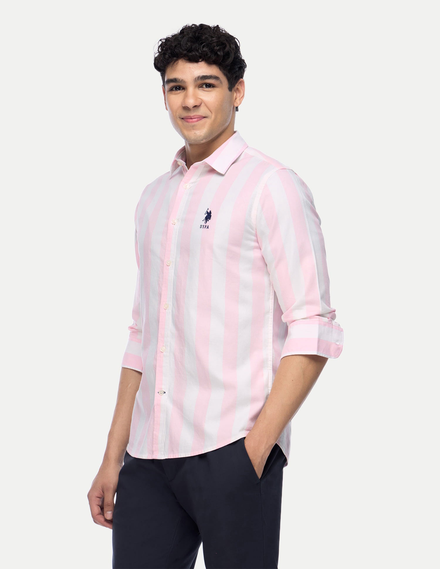 Tailored Vertical Striped Shirt Pink - U.S. Polo Assn. India | Large