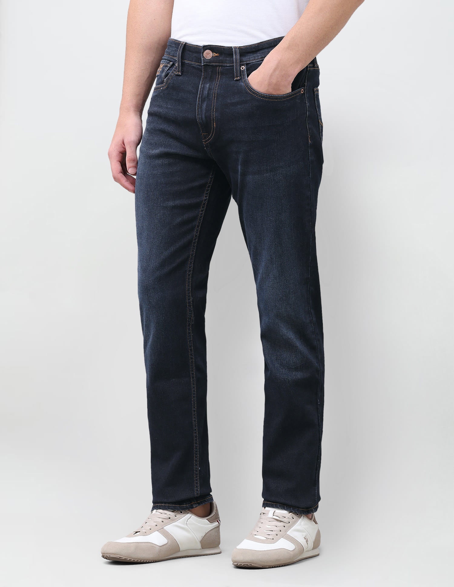 Solid Slim Straight Fit Jeans Blue - U.S. Polo Assn. India | Large