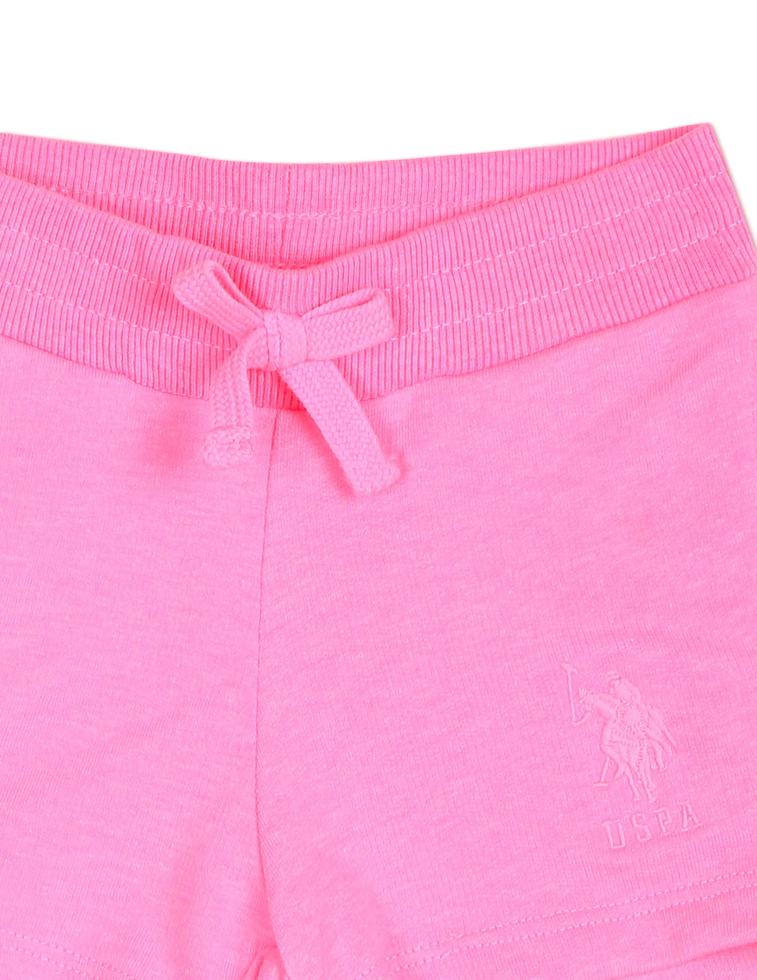 Drawstring Waist Solid Shorts Neon Pink - U.S. POLO ASSN. | Large