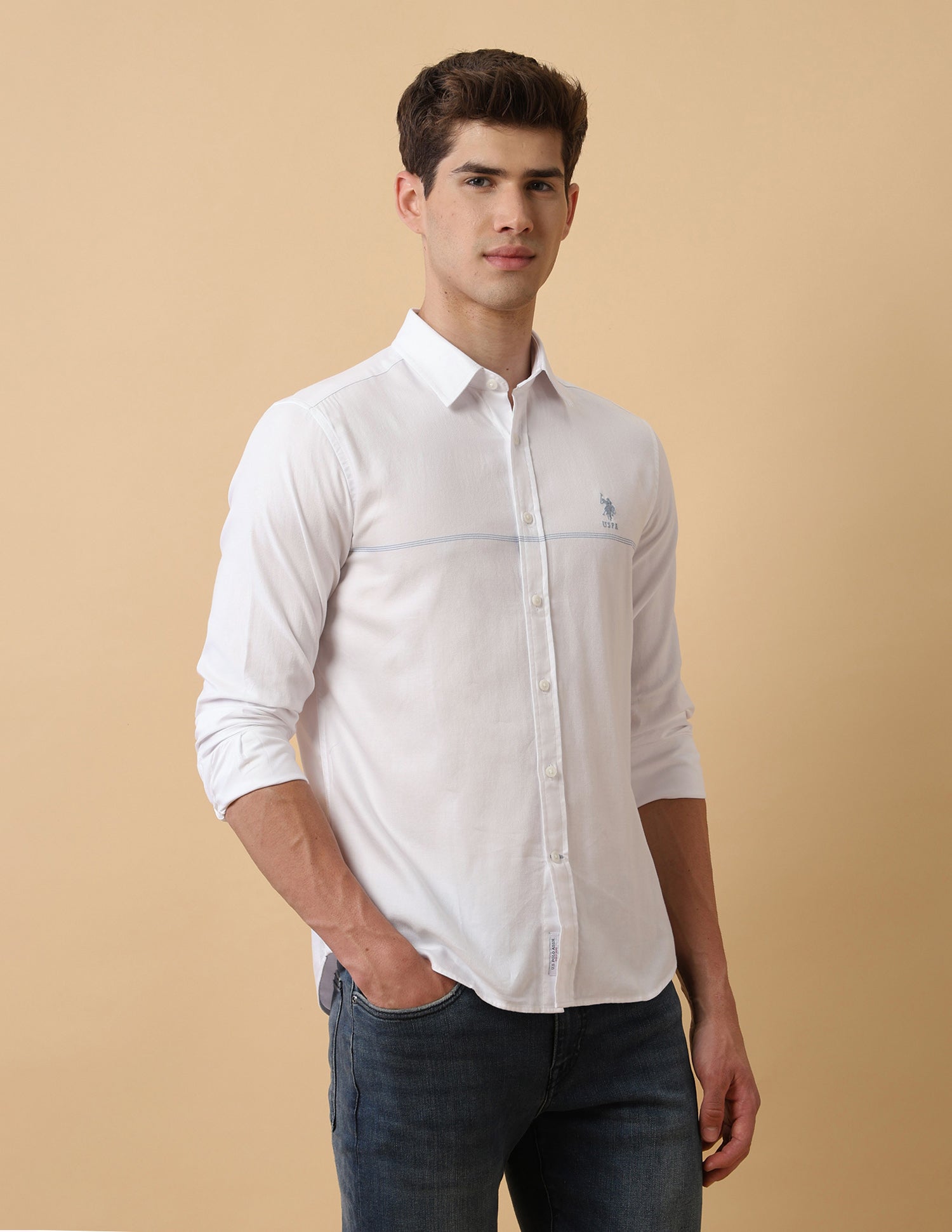 Pacho X Twill Regular Fit Shirt White - U.S. Polo Assn. India | Large