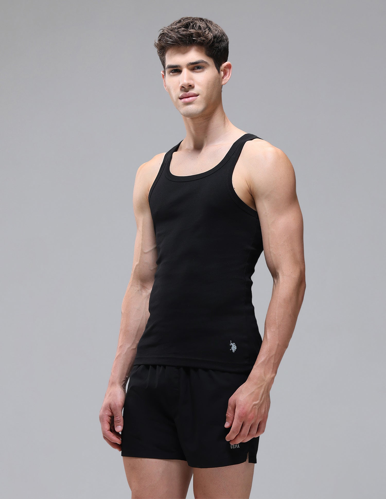 Pure Cotton EV006 Vest - Pack Of 1 Black - U.S. Polo Assn. India | Large