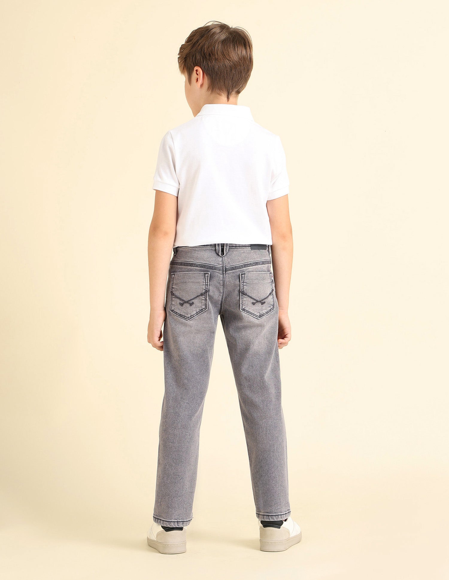 Boys Stone Washed Relaxed Fit Jeans Light Grey - U.S. POLO ASSN. | Large