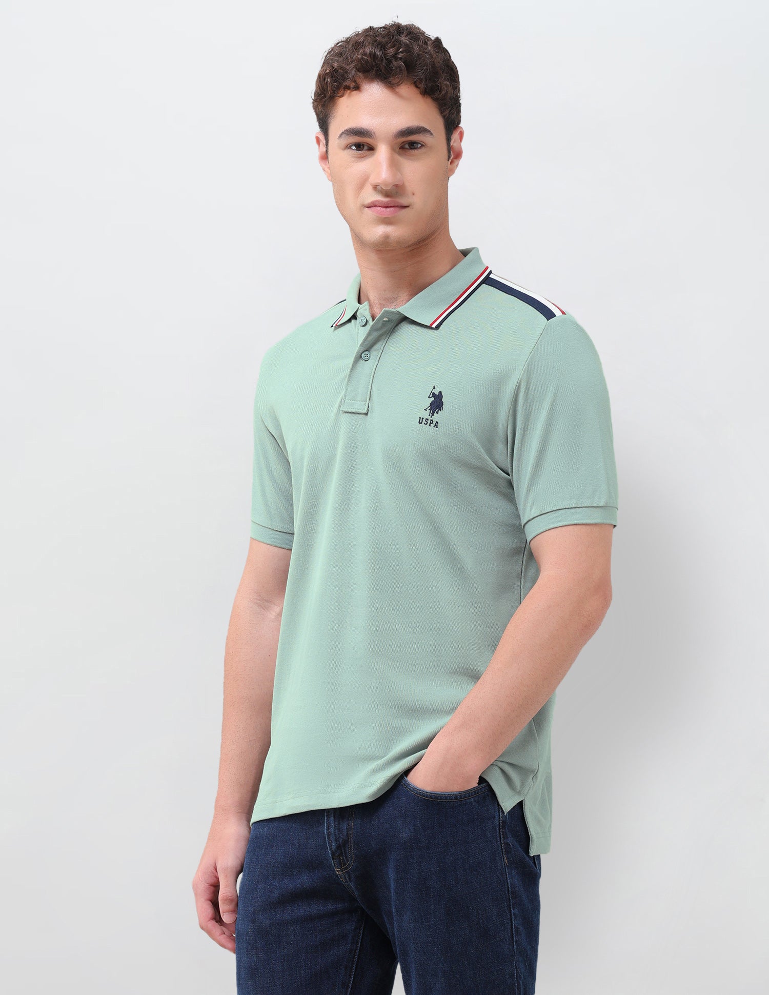 Solid Regular Fit Polo Shirt Light Green - U.S. Polo Assn. India | Large