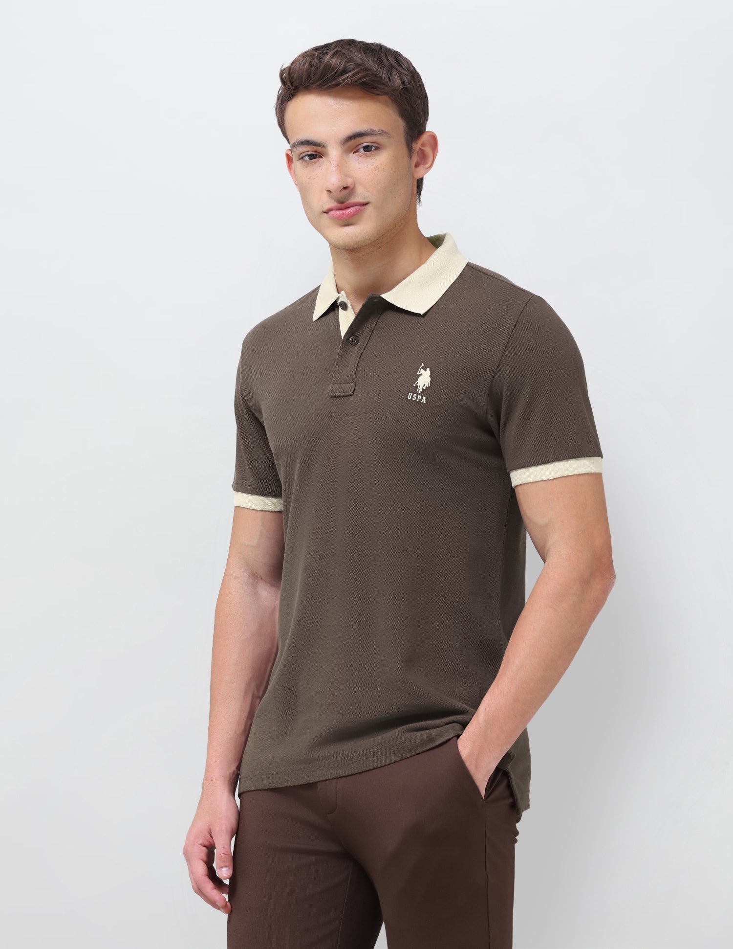 Solid Regular Fit Polo Shirt Dark Brown - U.S. Polo Assn. India | Large