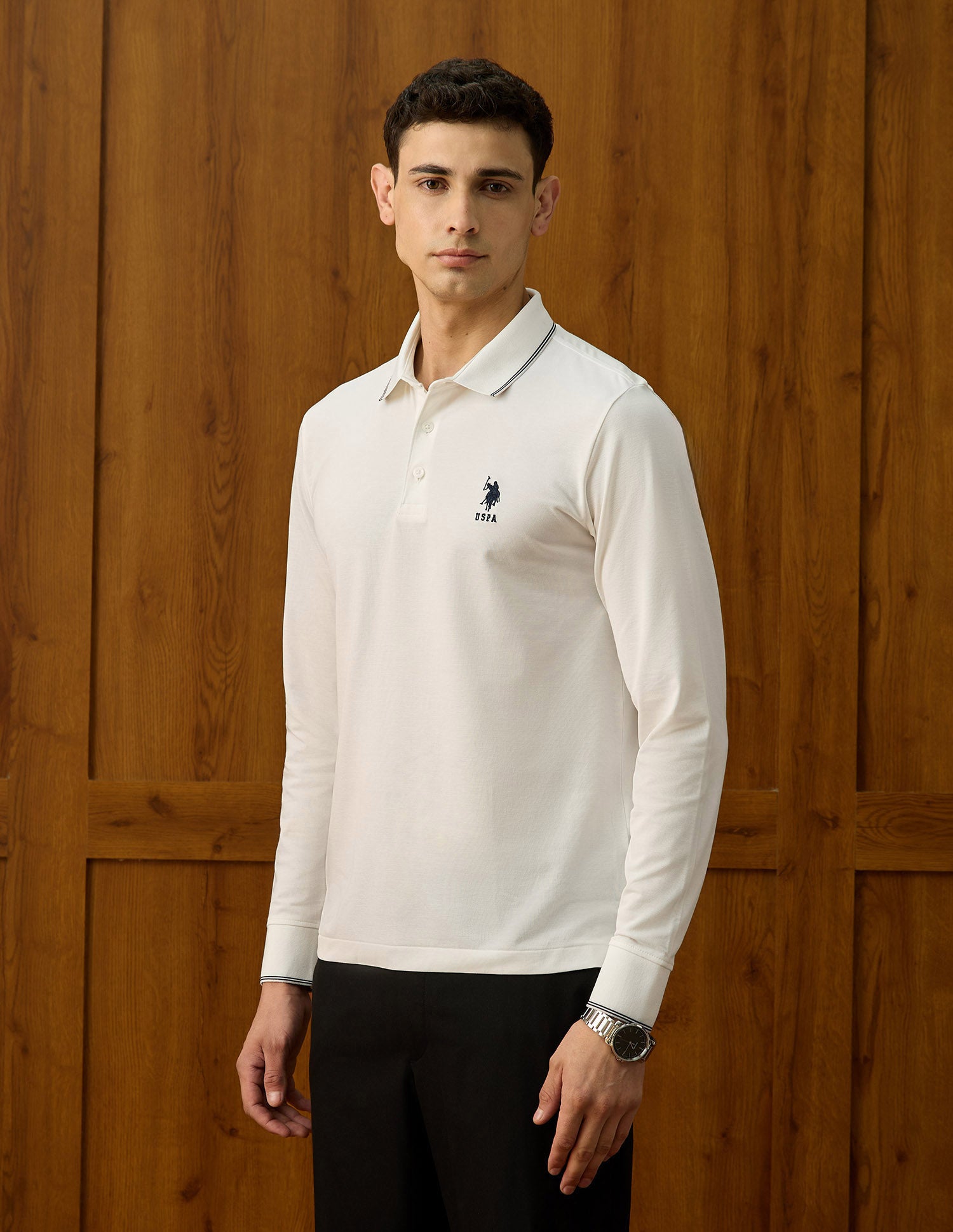 Equestrian Aisle Theater Polo Shirt Off White - U.S. POLO ASSN. | Large